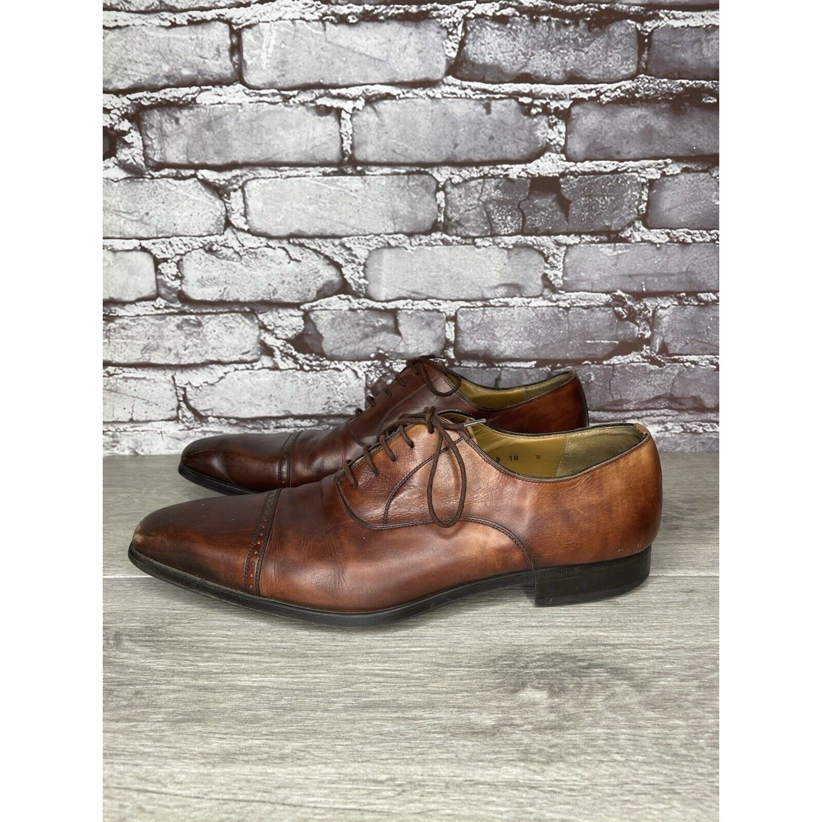 Magnanni Neiman Marcus Brown Leather Cap Toe Oxfords Shoes M