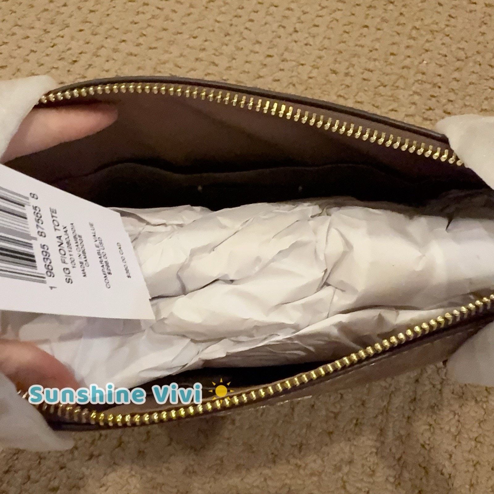 Coach NWT COACH Fiona Zip Tote Bag Signature CBT18 Gold/Tan/Brown Size ONE SIZE - 7 Thumbnail