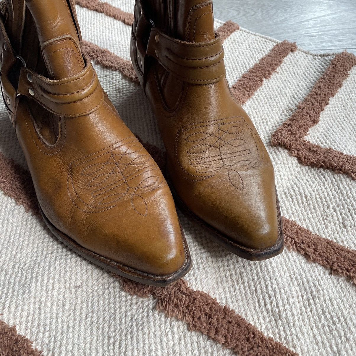 Other VINTAGE LEATHER USA STYLE WESTERN BEIGE/BROWN BOOTS Size US 11 / EU 44 - 4 Thumbnail