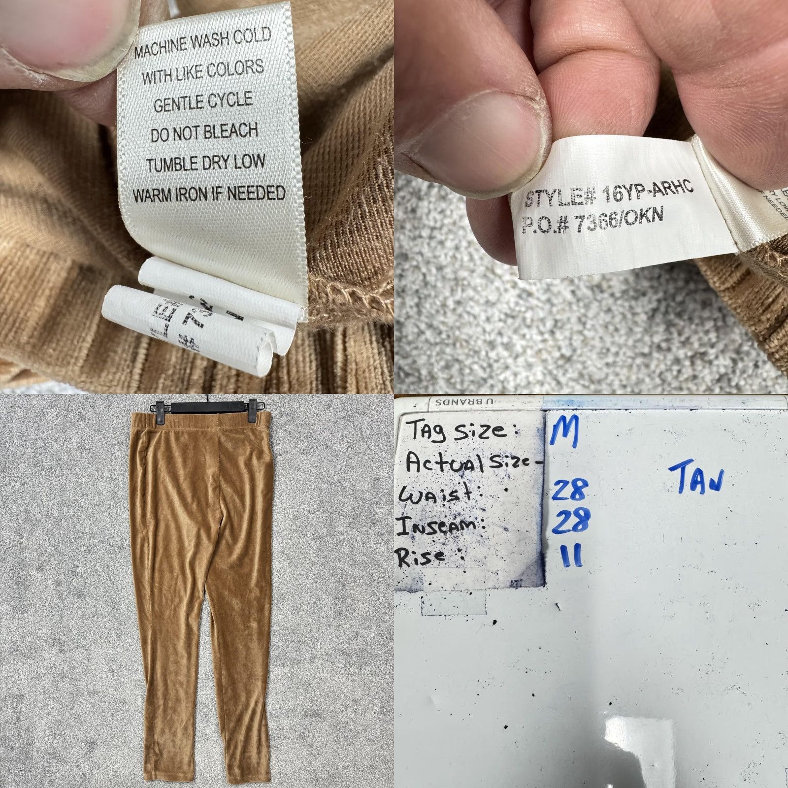 Vintage Self Esteem Leggings Juniors M Tan Fine Wale Corduroy Retro Y2K Soft Grunge Cozy Size 32" / US 10 / IT 46 - 8 Thumbnail