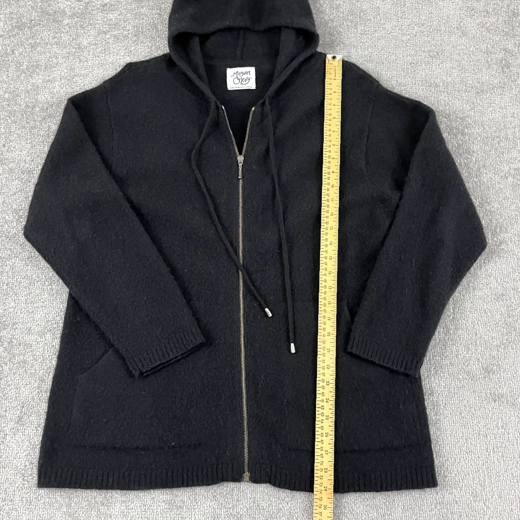 Vintage VINTAGE Margaret O'Leary Sweater Jacket Womens Size 2 Black Merino Wool Blend Hooded Zip Size XS / US 0-2 / IT 36-38 - 4 Thumbnail