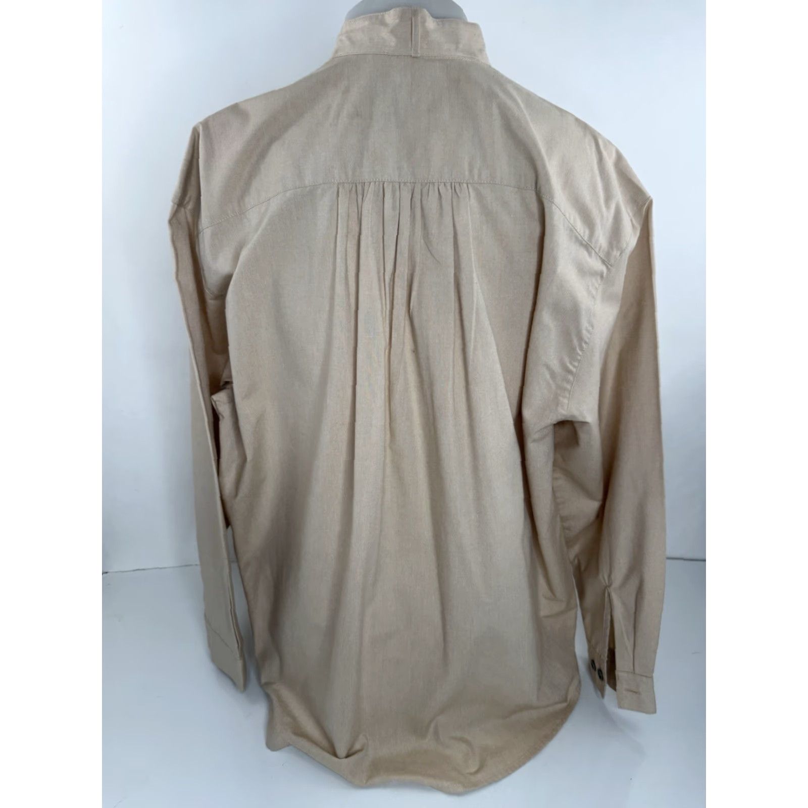 Vintage KING RANCH - Western Shirt - XL - Beige - Collarless Ruffle Bib - Button-Up - Long Sleeve - Men Size US XL / EU 56 / 4 - 4 Thumbnail