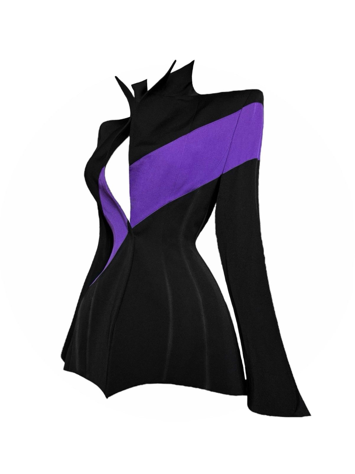Mugler × Thierry Mugler Thierry Mugler COUTURE 90’s black and purple jacket Size S / US 4 / IT 40 - 1 Thumbnail