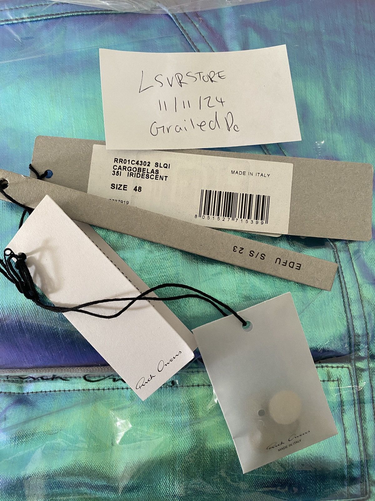 Rick Owens Rick Owens EDFU 2023 Double Jumbo Cargo Belas Iridescent 48 Size US 32 / EU 48 - 4 Thumbnail