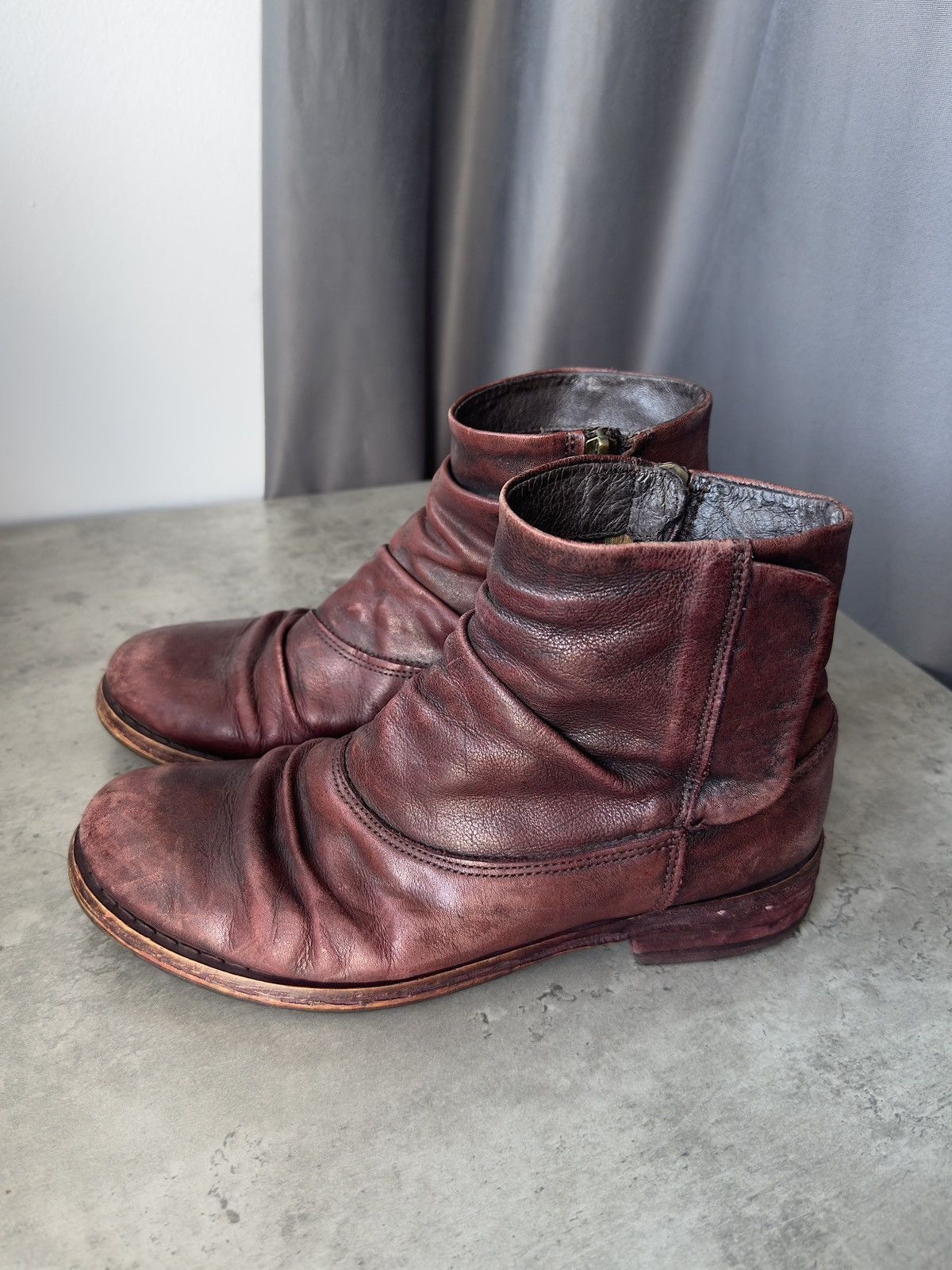 Japanese Brand Vintage ankle zippers leather shoes AS 98 GUIDI style boots Size US 7 / IT 37 - 1 Thumbnail