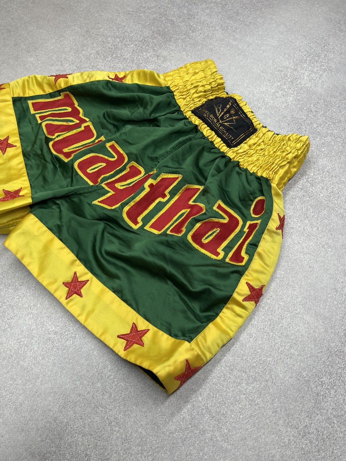 Other Vintage Muay Thai Shorts Green/Yellow MMA Box Fighting Size US 32 / EU 48 - 3 Thumbnail