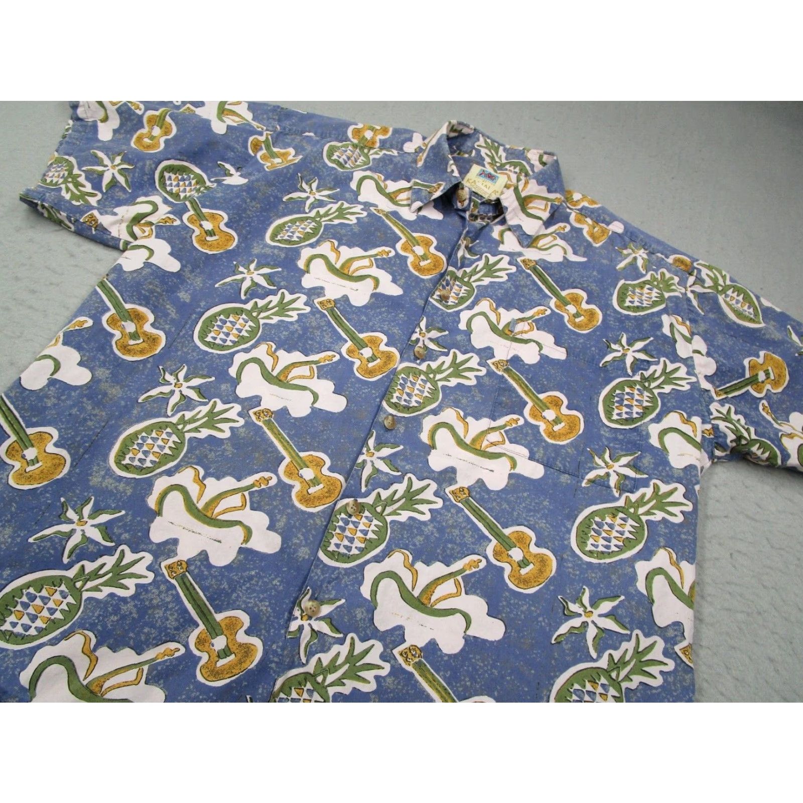 Vintage VINTAGE Kahala Shirt Mens Large Blue Button Up Avi Collection Ukulele Tiki Made in USA Size US L / EU 52-54 / 3 - 2 Thumbnail