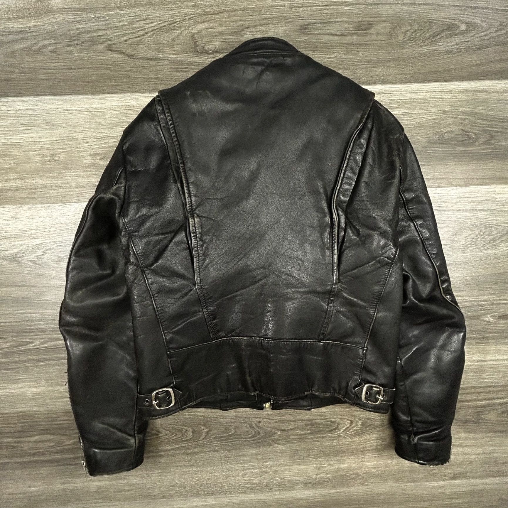 Ben Sherman VINTAGE Bermans Leather Jacket Mens 38 Medium Black Motorcycle Biker Size US XXS / EU 40 - 2 Thumbnail
