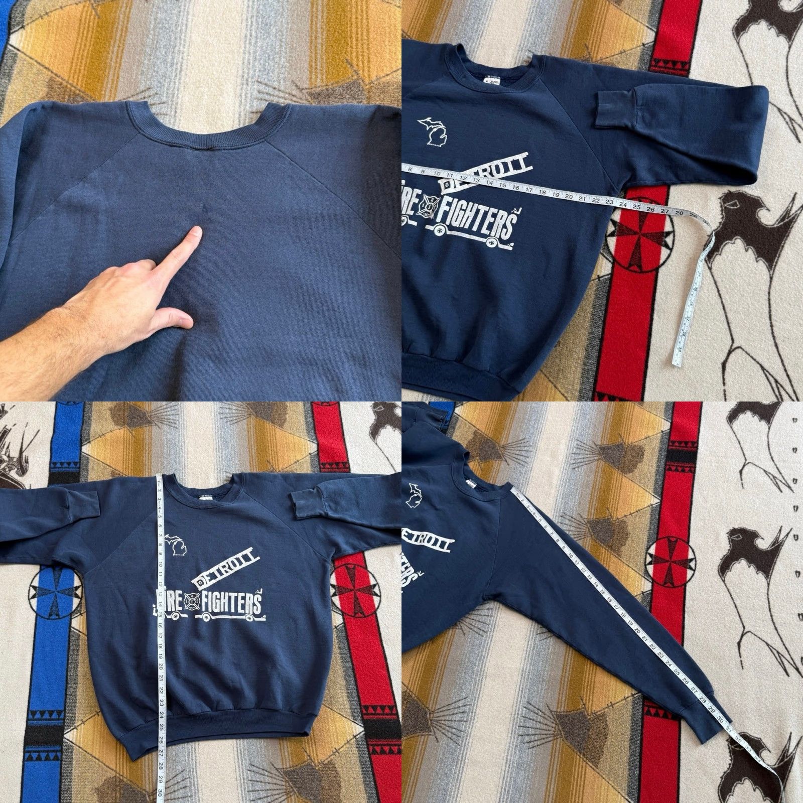 Fruit Of The Loom VINTAGE Detroit Firefighters Crewneck Sweatshirt XL Men Blue 90s Sweatshirt Pullover Crew Neck with Minor Marks Size US XL / EU 56 / 4 - 8 Thumbnail