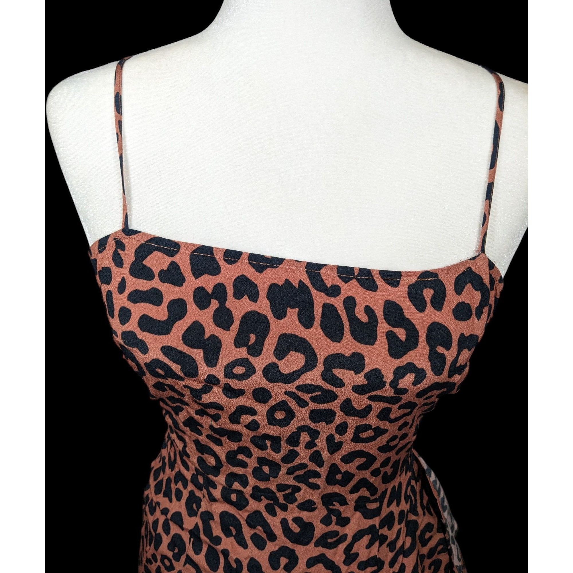 Lovers and Friends Lovers + Friends Ellie Midi Leopard Print Spaghetti Strap Ru Size XS / US 0-2 / IT 36-38 - 3 Thumbnail