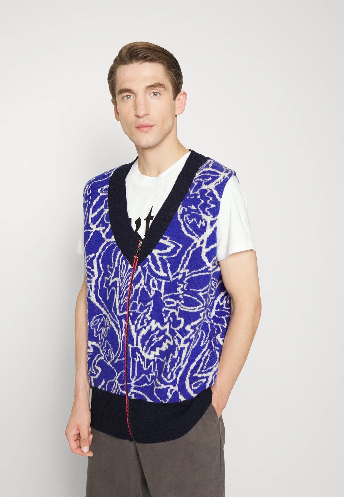 Viktor & Rolf !DS! SS23 Viktor & Rolf Jacquard Spencer Blue Knit Vest Size US M / EU 48-50 / 2 - 8 Thumbnail
