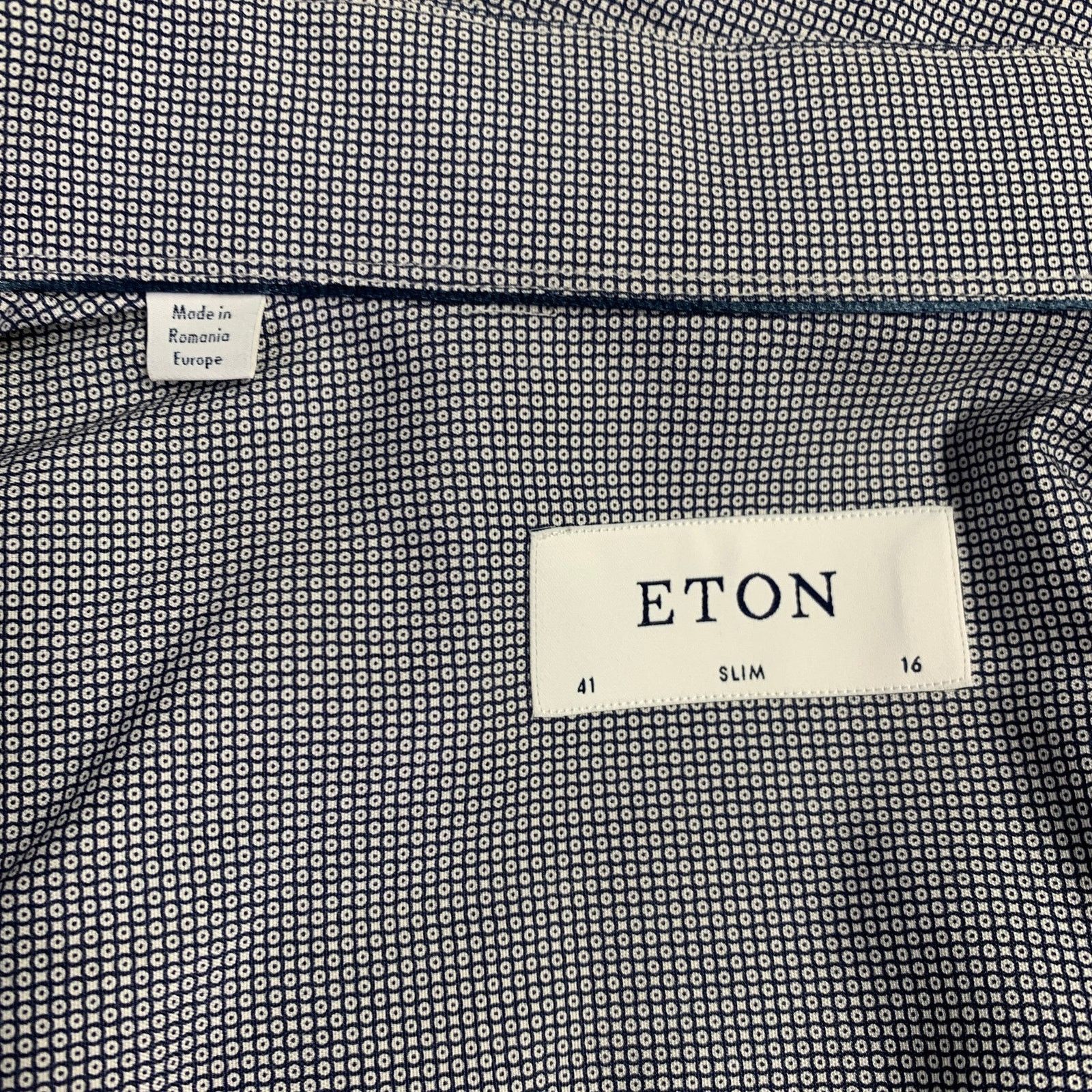 Eton ETON Size L Grey White Dots Cotton Long Sleeve Shirt Size US L / EU 52-54 / 3 - 6 Thumbnail