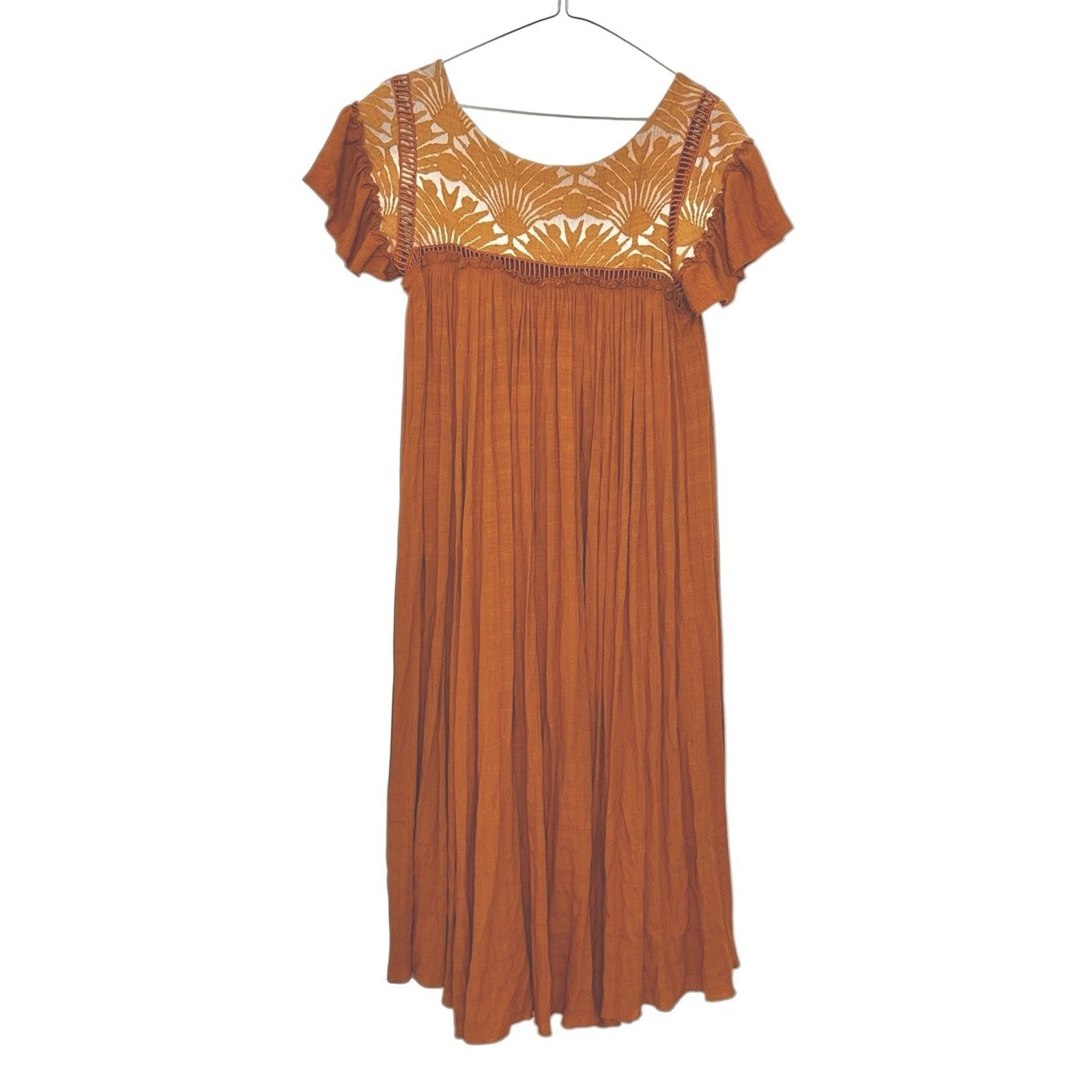 Free People FREE PEOPLE Vintage Charm Embroidered Ruffled Midi Dress XS Size XS / US 0-2 / IT 36-38 - 14 Thumbnail