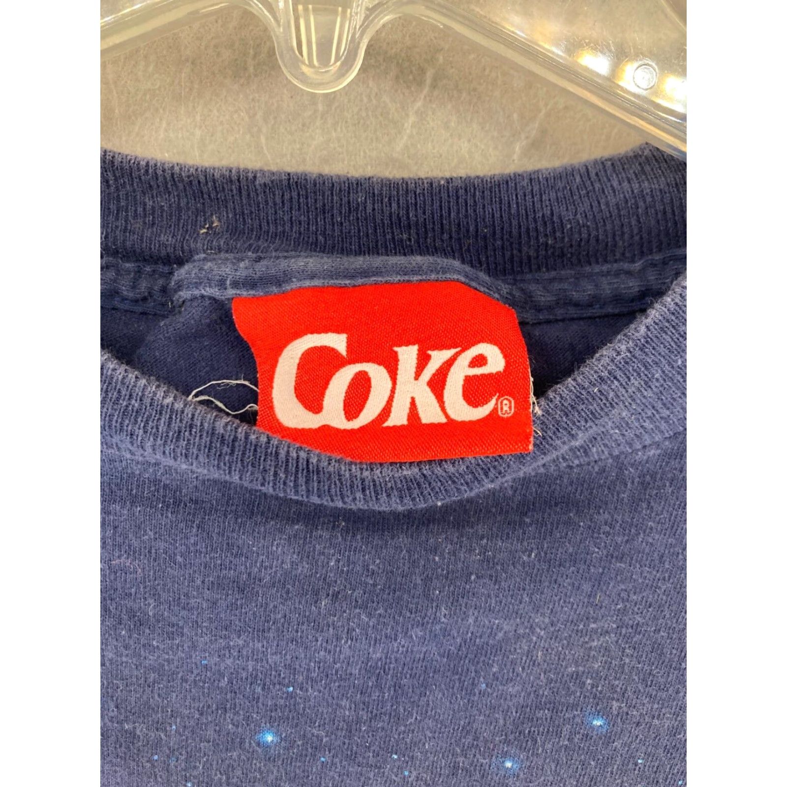 Vintage Coca-Cola Shirt Mens L Blue Vintage USA MADE Graphic Print Crew Neck Short Sleeve Cotton Knit Decade 90s Theme USA Size US L / EU 52-54 / 3 - 6 Thumbnail