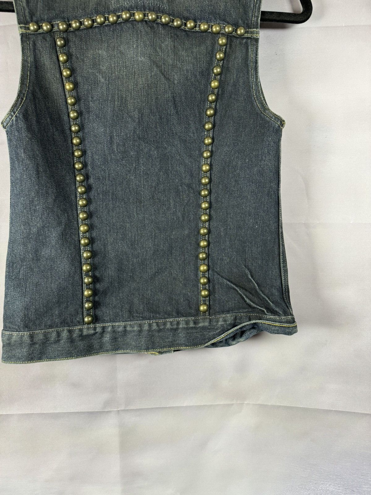 Allsaints × Vintage AllSaints Spitalfields Biker Studded Denim Vests Gilet S sz Size S / US 4 / IT 40 - 12 Thumbnail