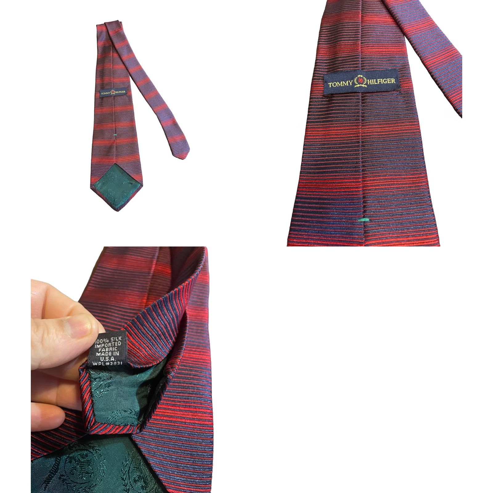 Tommy Hilfiger VINTAGE Tommy Hilfiger Tie Slik Lot Of 5 Made In USA Red, Blue & Yellow, 100% Silk, Striped, Classic Length, Clip, Men, Preppy Size ONE SIZE - 11 Thumbnail