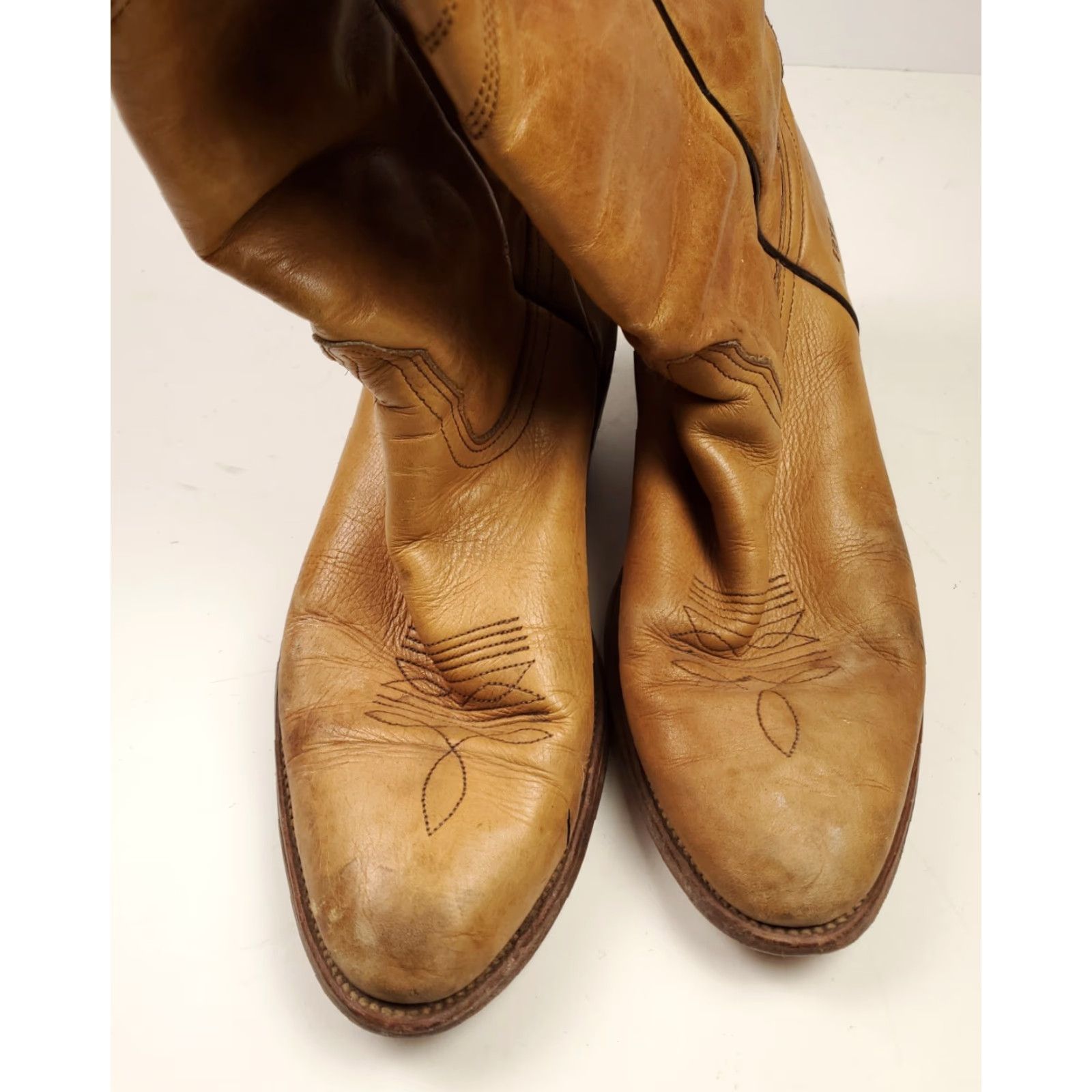 Frye Frye Boots Western Leather 3808 Cowboy Roper Made USA Mens 10.5 D Tan Brown Boots Mens Western Leather 3808 Frye US 10.5 D Size US 11 / EU 44 - 5 Thumbnail