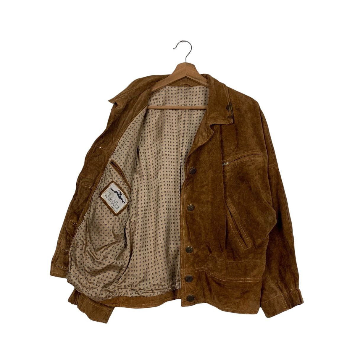 Vintage 80s SACIP Made in Italy Deer Suede Leather Jacket #2552-C115 Size US M / EU 48-50 / 2 - 9 Thumbnail