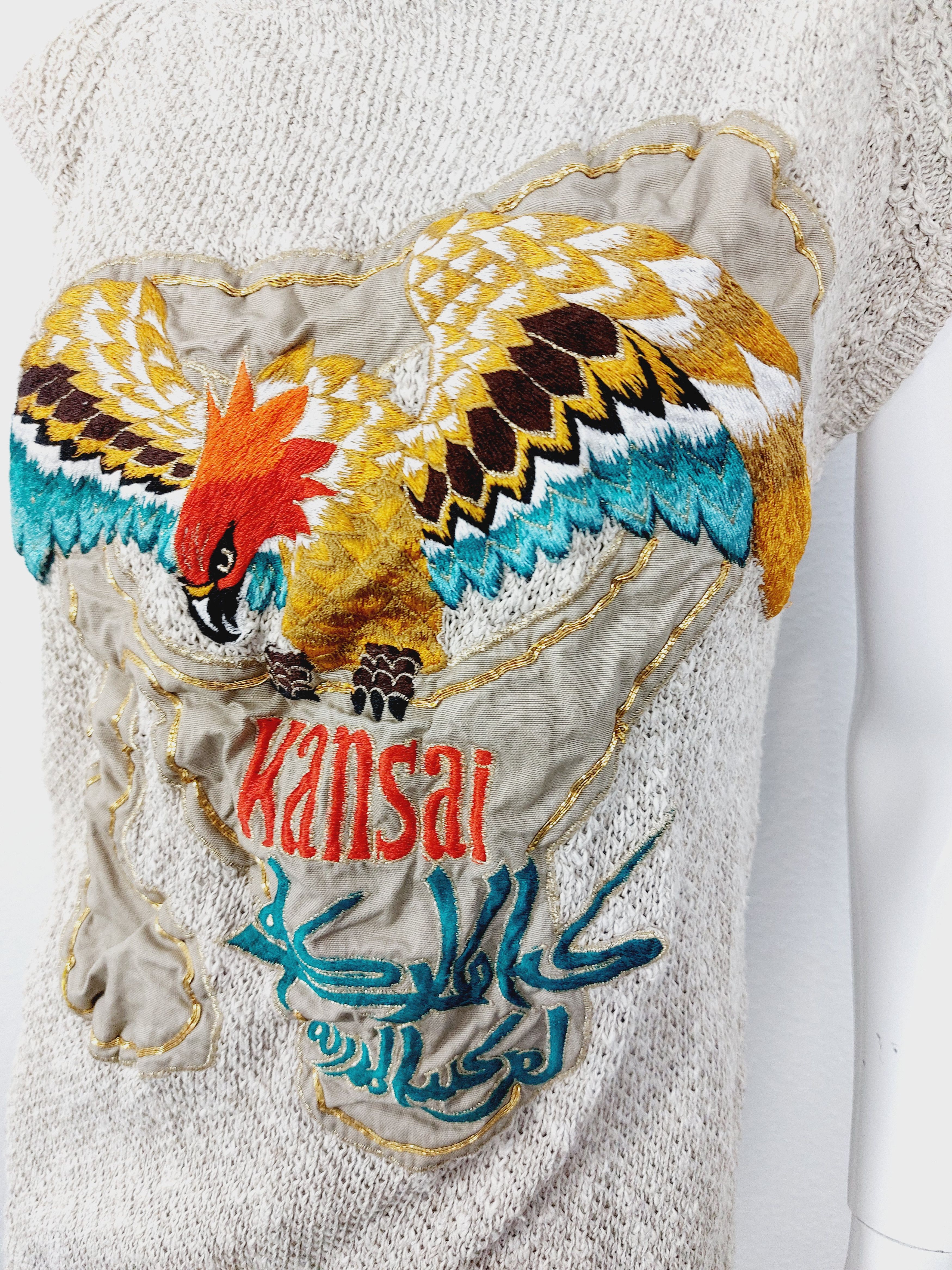 Kansai Yamamoto Japan Applique Parrot Bird Tunic Vest