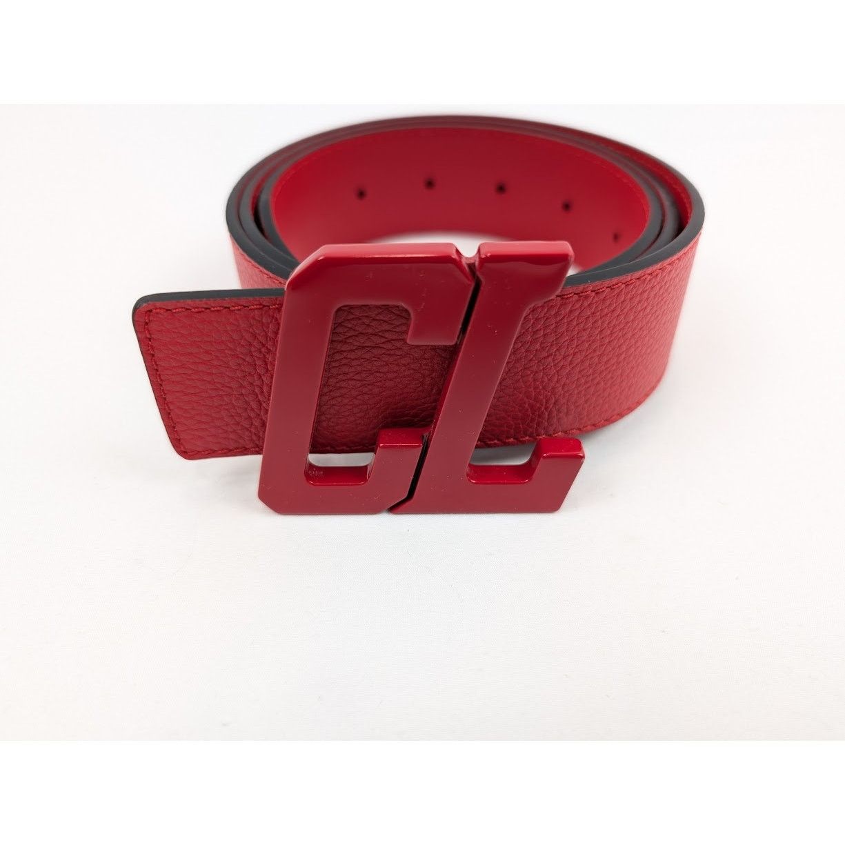 Christian Louboutin o1rshd1 Size: 90 / Calf Happy Rui CL Logo Belt in Loubi Size 34 - 5 Thumbnail