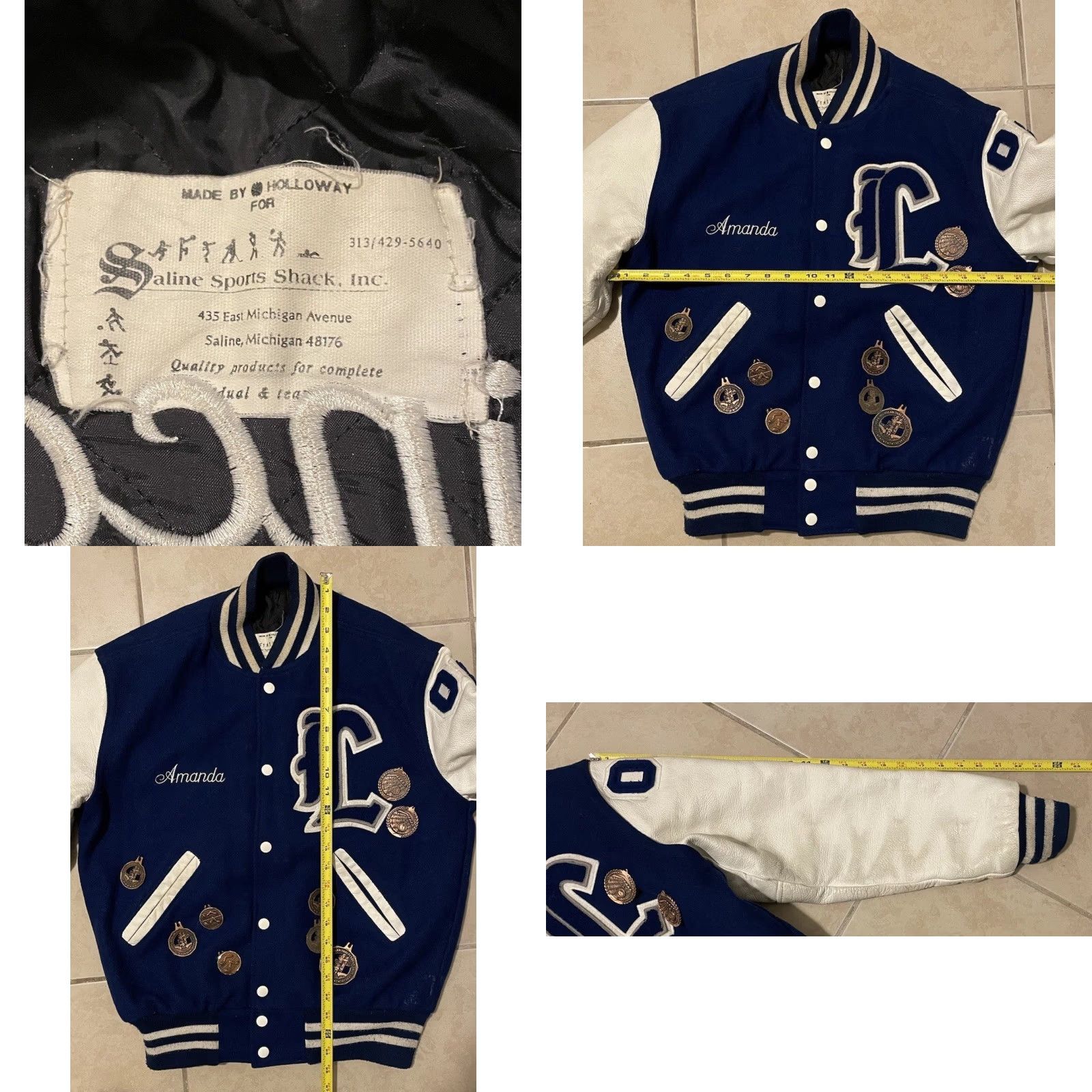 Vintage Vtg Varsity Letterman Jacket S USA Michigan School Football Track Grunge 90s Y2K Jacket Mens Blue Regular S Size US S / EU 44-46 / 1 - 9 Thumbnail