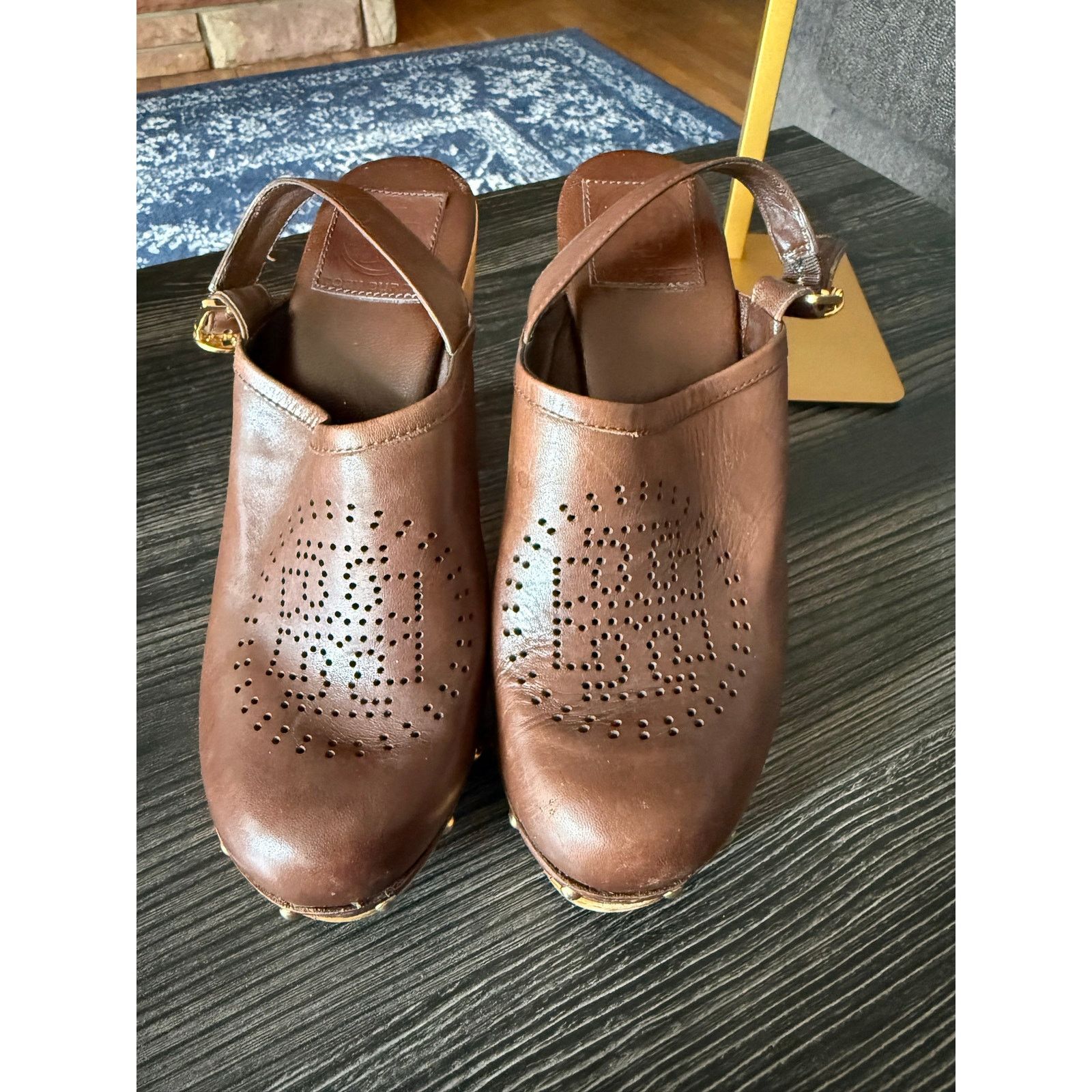 Tory Burch Tory Burch Brayden Leather Logo Slingback Wood Clog Sz. 7 Size US 7 / IT 37 - 2 Thumbnail