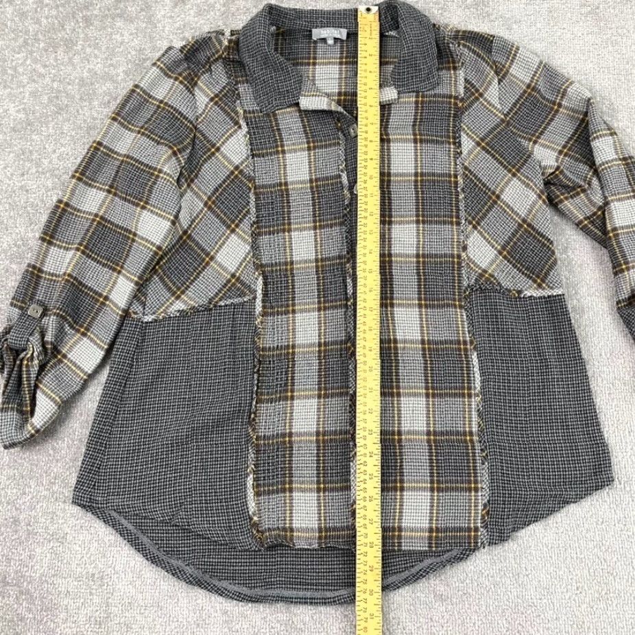 Habitat HABITAT Shirt Womens Large Gray Plaid Harvest Roll Tab Long Sleeve Tunic Top Multicolor Size L / US 10 / IT 46 - 4 Thumbnail