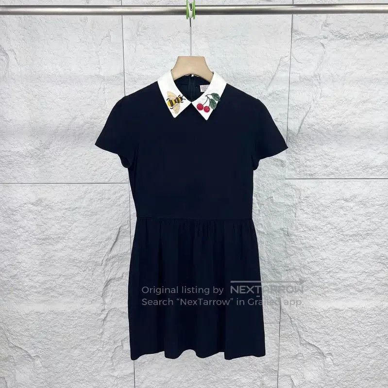 Valentino Valentino Black Cotton Dress with Unique Collar . Size XXS / US 00 / IT 34 - 1 Thumbnail