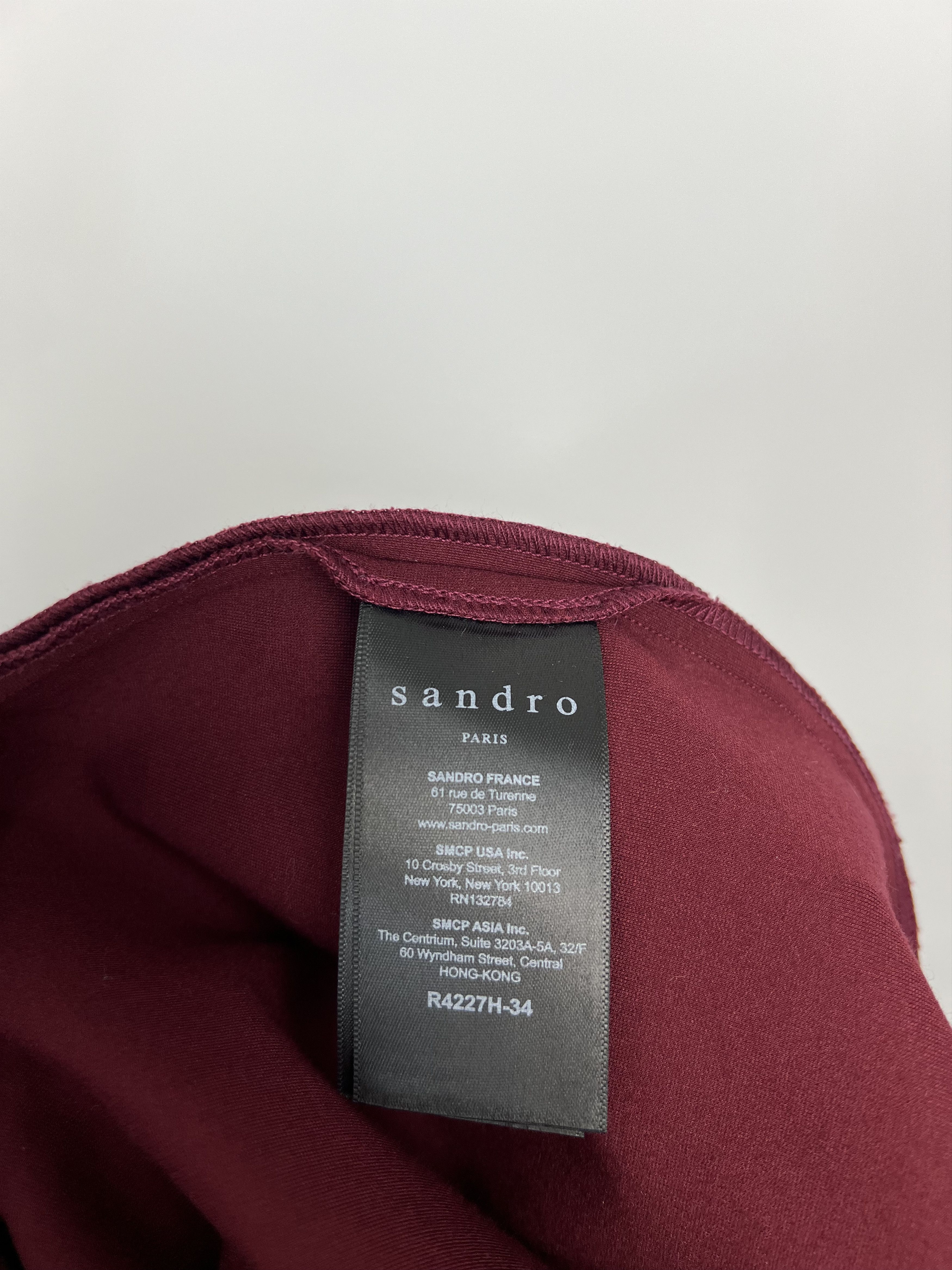 Sandro Burgundy Black Lace Short Dress Size 2