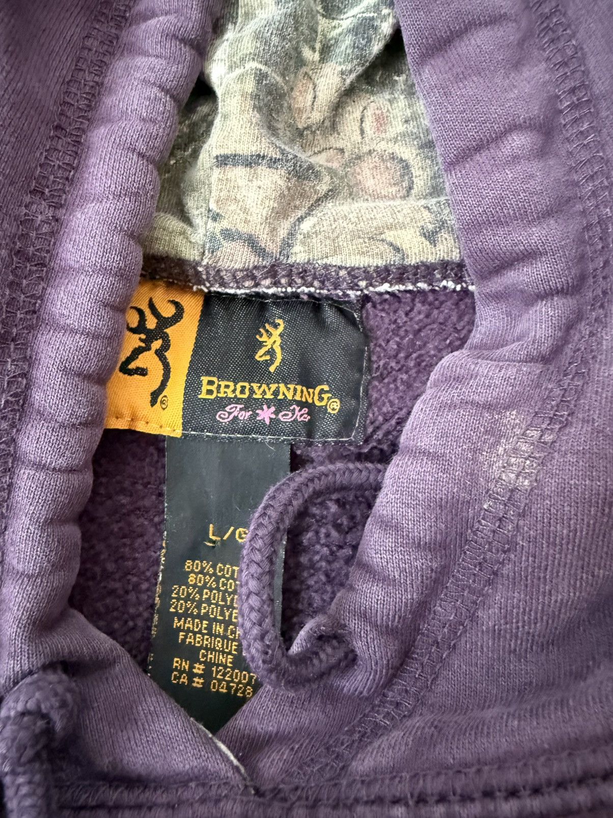 Vintage Y2K Browning Camo Print Purple Hoodie Size L / US 10 / IT 46 - 5 Thumbnail