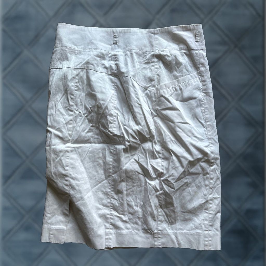 H&M H&M Skirt Women Size 8 White 15.5" L Knee Length Zipper High Rise Knit Polyester Viscose Pencil Straight & Narrow Vintage: No Size 30" / US 8 / IT 44 - 1 Thumbnail