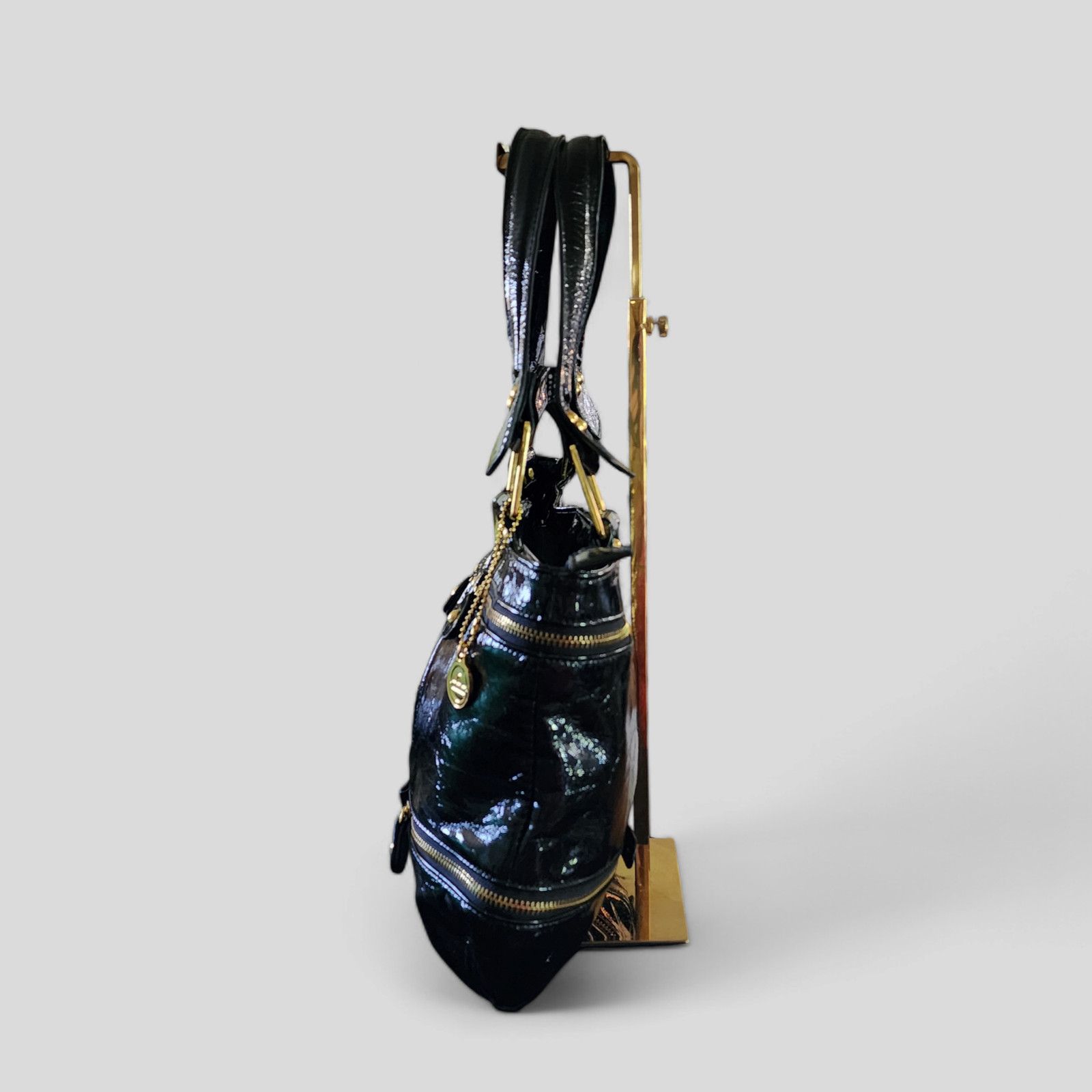 Other Big Buddha black patent leather shoulder bag studded zippers Size ONE SIZE - 8 Thumbnail