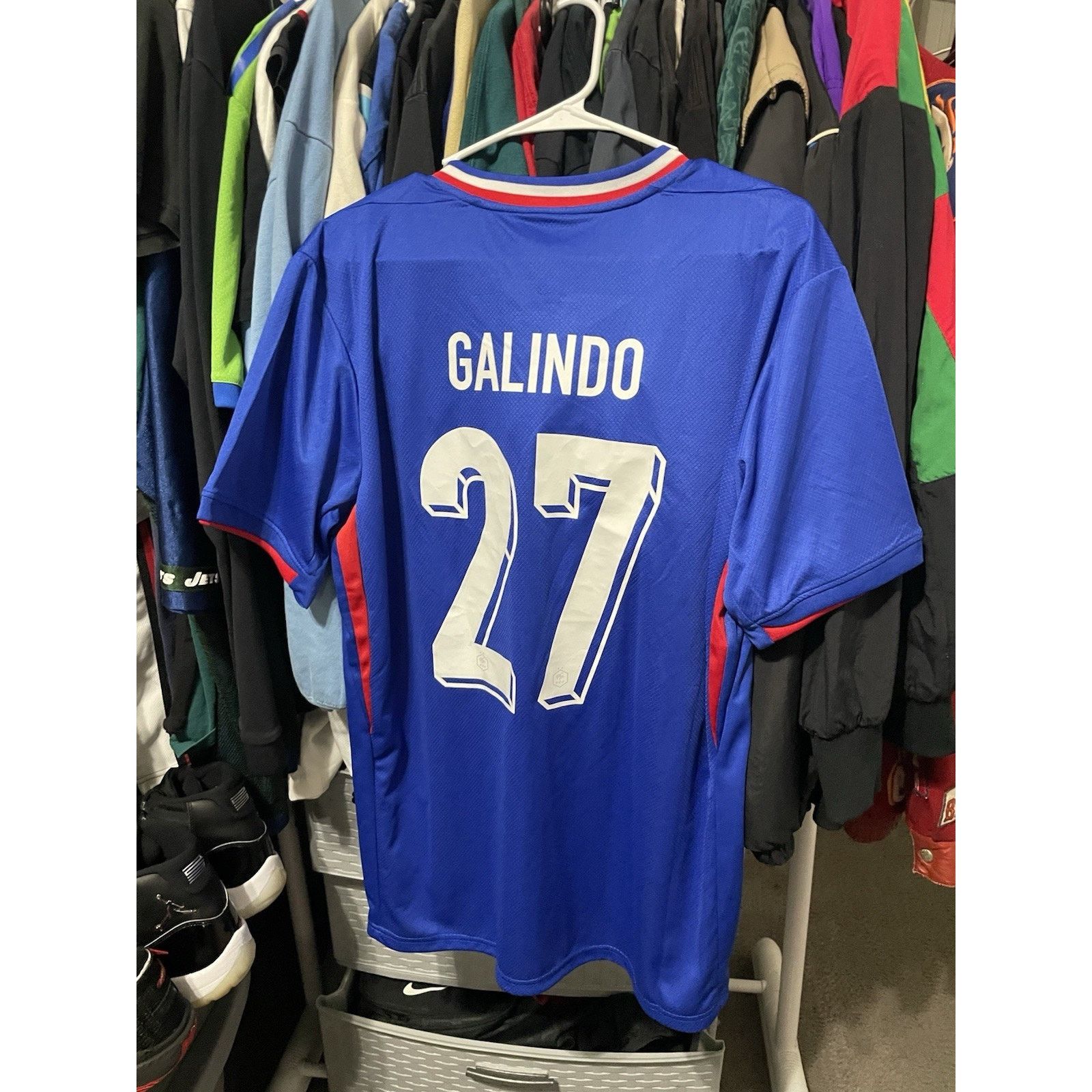 Nike Size XL-FRANCE 2024 2026 HOME #27 GALINDO SOCCER JERSEY NIKE Size US XL / EU 56 / 4 - 2 Thumbnail
