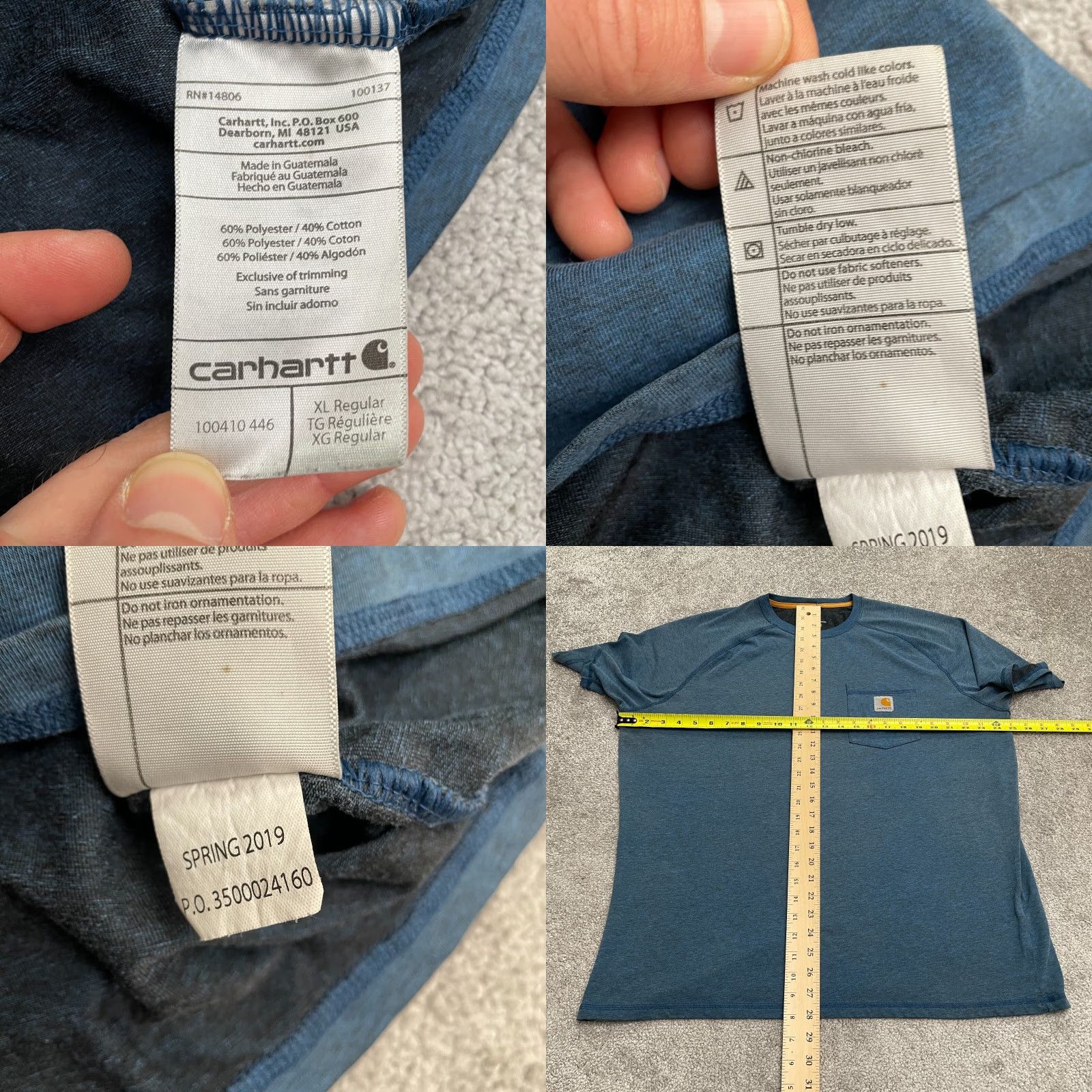 Carhartt Carhartt Force Relaxed T-Shirt Mens XL Blue Crew Neck Cotton Pocket Tee Shirt Size US XL / EU 56 / 4 - 8 Thumbnail