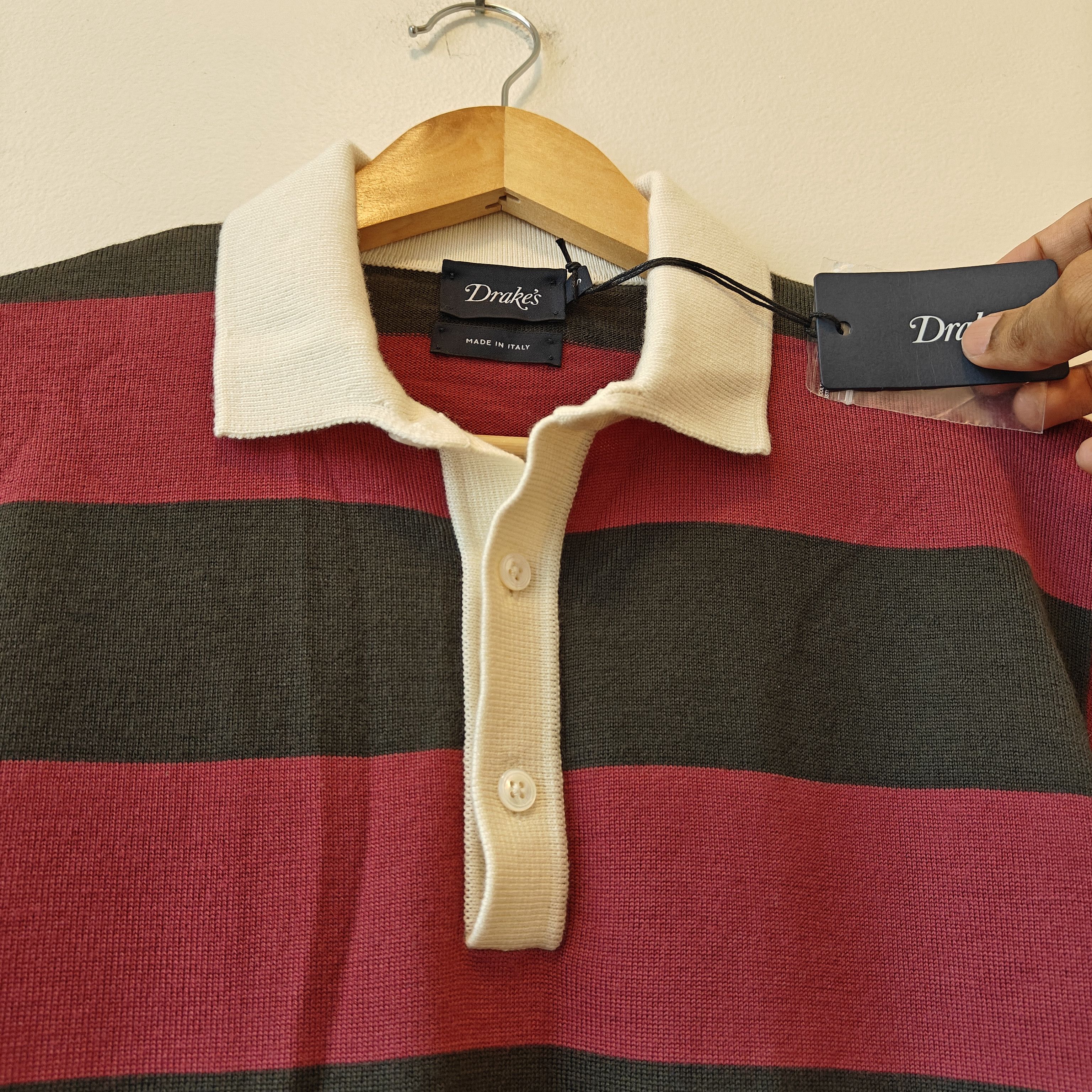 Drake's NWT Merino Wool Block Stripe Knitted Rugby Shirt Italy Size US S / EU 44-46 / 1 - 5 Thumbnail