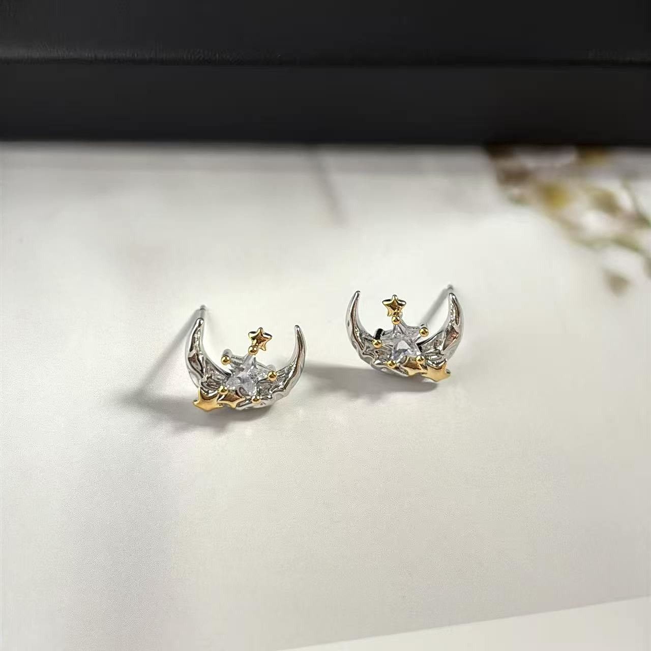 Other Stat and Moon Stud Earrings for Men Women Hip Hop Unisex Size ONE SIZE - 4 Thumbnail
