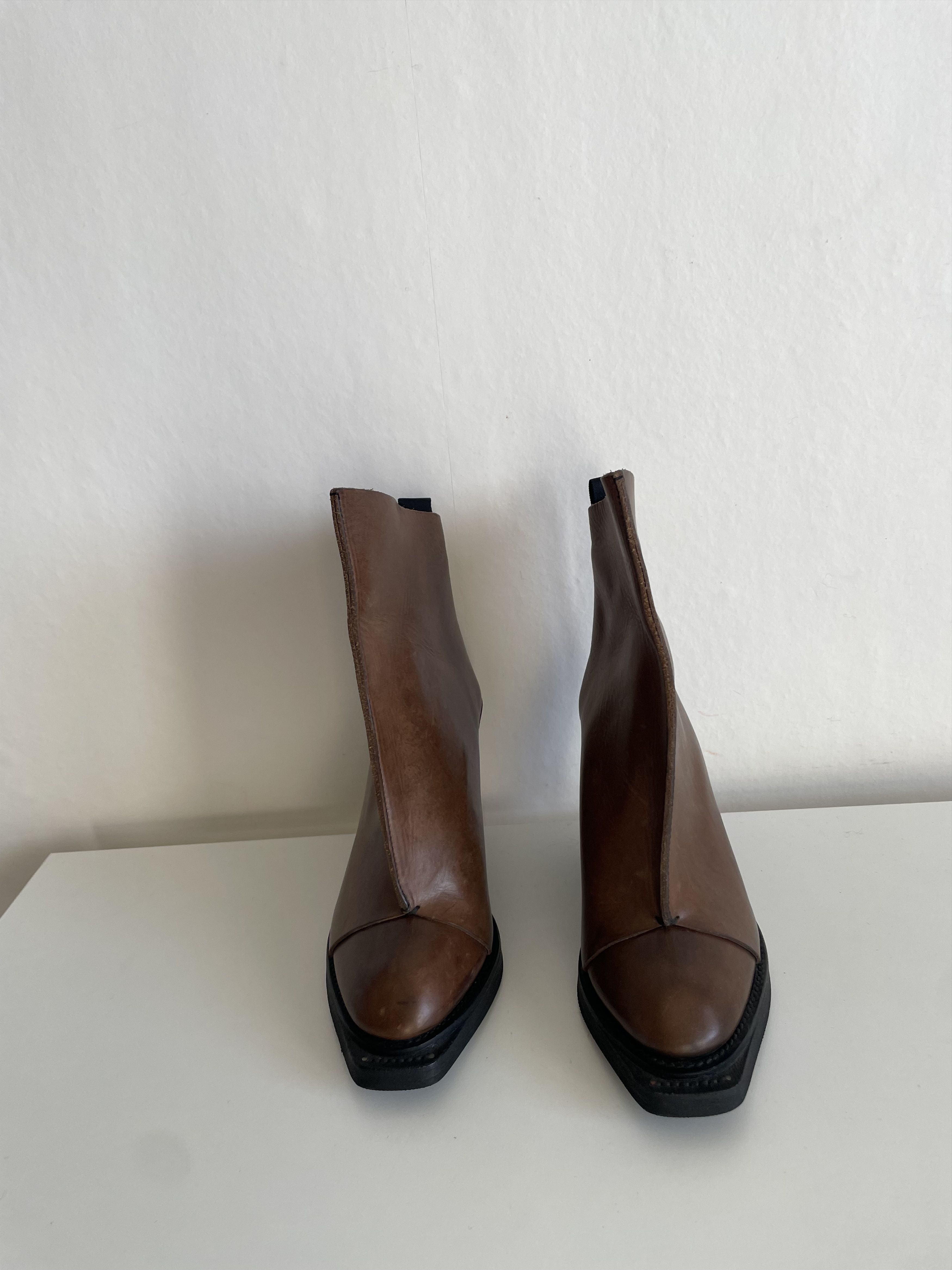 Nicolas Andreas Taralis Nicolas Andreas Taralis Leather Wedge Heel Ankle Boots Size US 8.5 / IT 38.5 - 2 Thumbnail