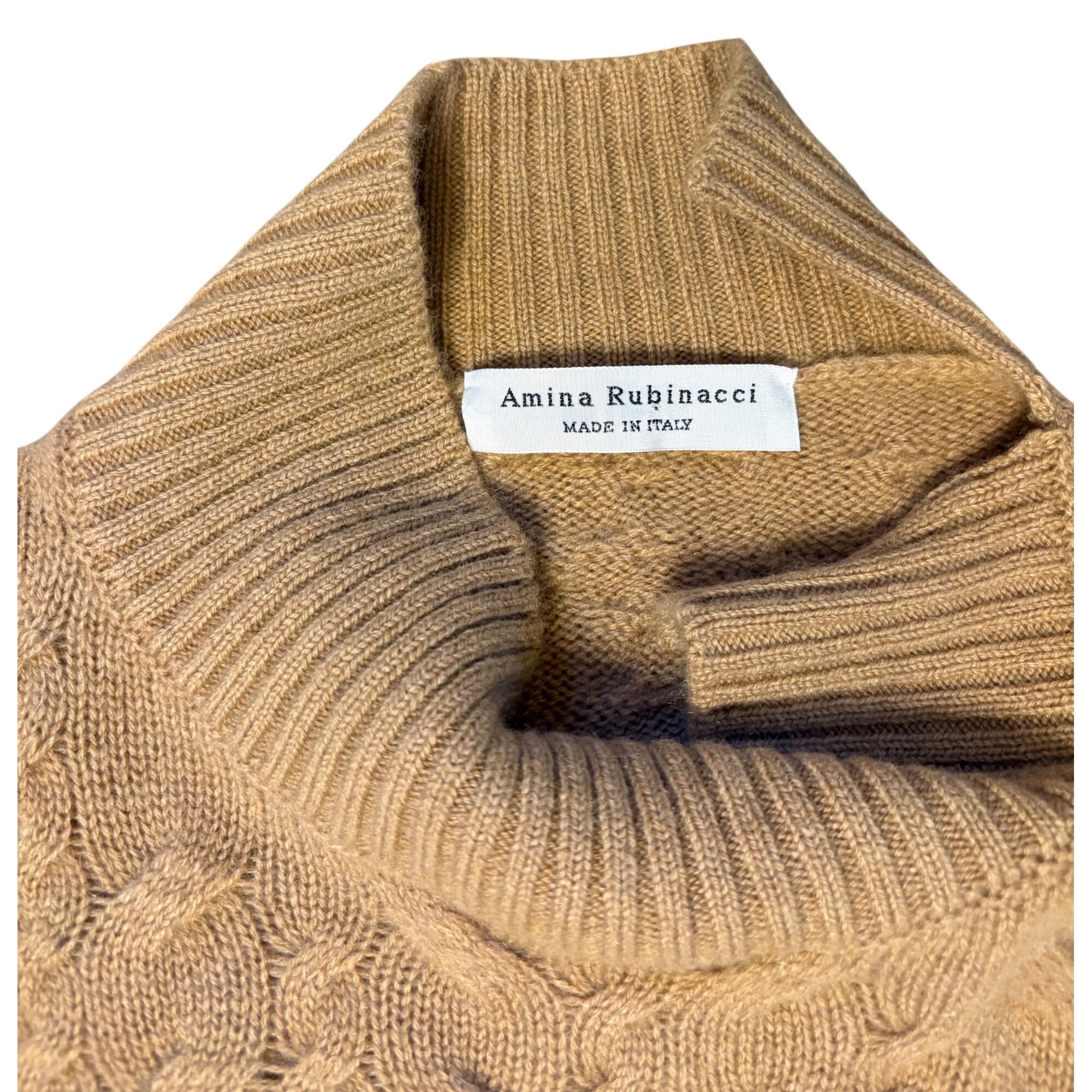 Amina Rubinacci $660 Amina Rubinacci L Cashmere Cable Knit High Neck Pullove Size L / US 10 / IT 46 - 6 Thumbnail