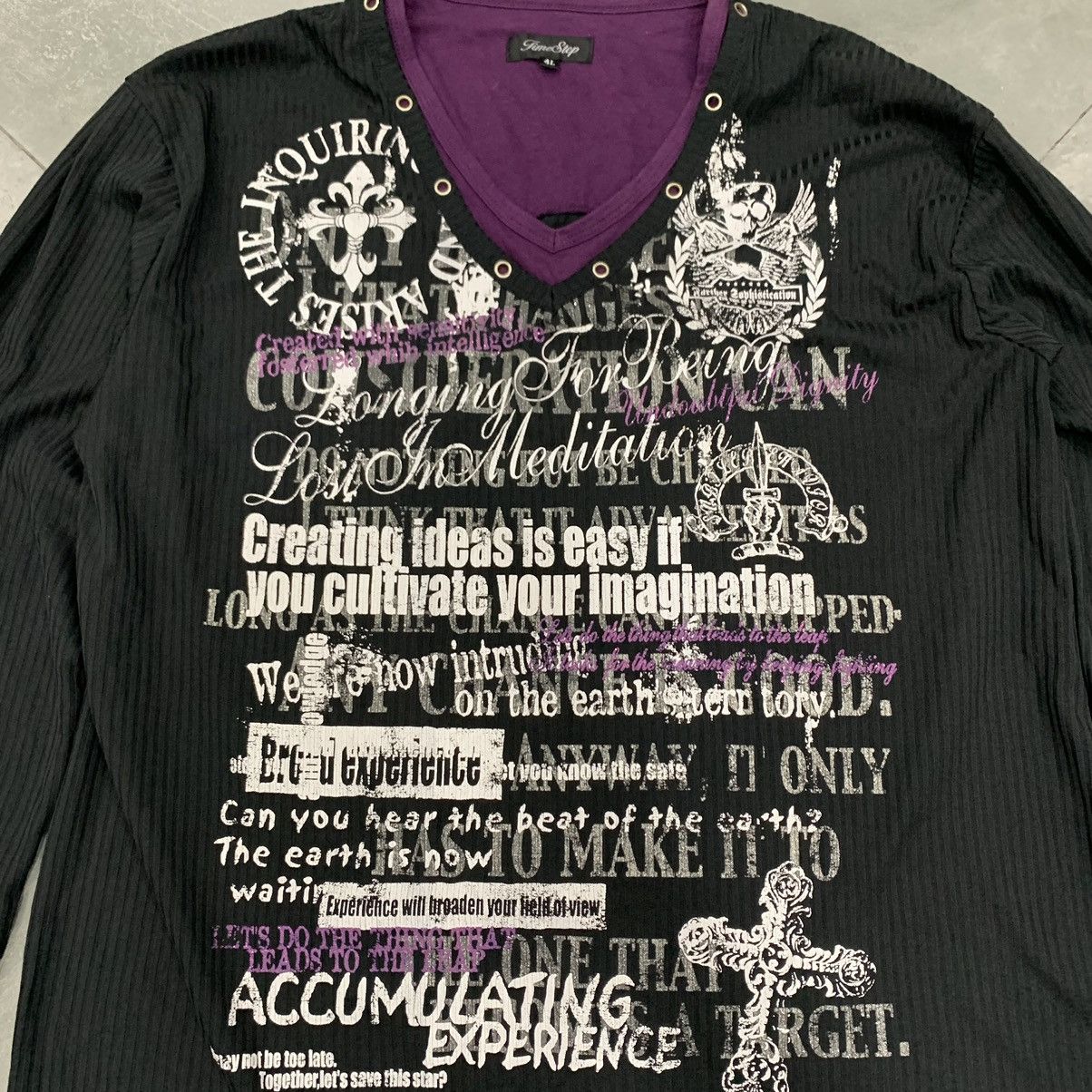 If Six Was Nine × Japanese Brand × Le Grande Bleu (L.G.B.) Y2K Time Step Poem Punk Seditionaries Longsleeve Size US XL / EU 56 / 4 - 3 Thumbnail