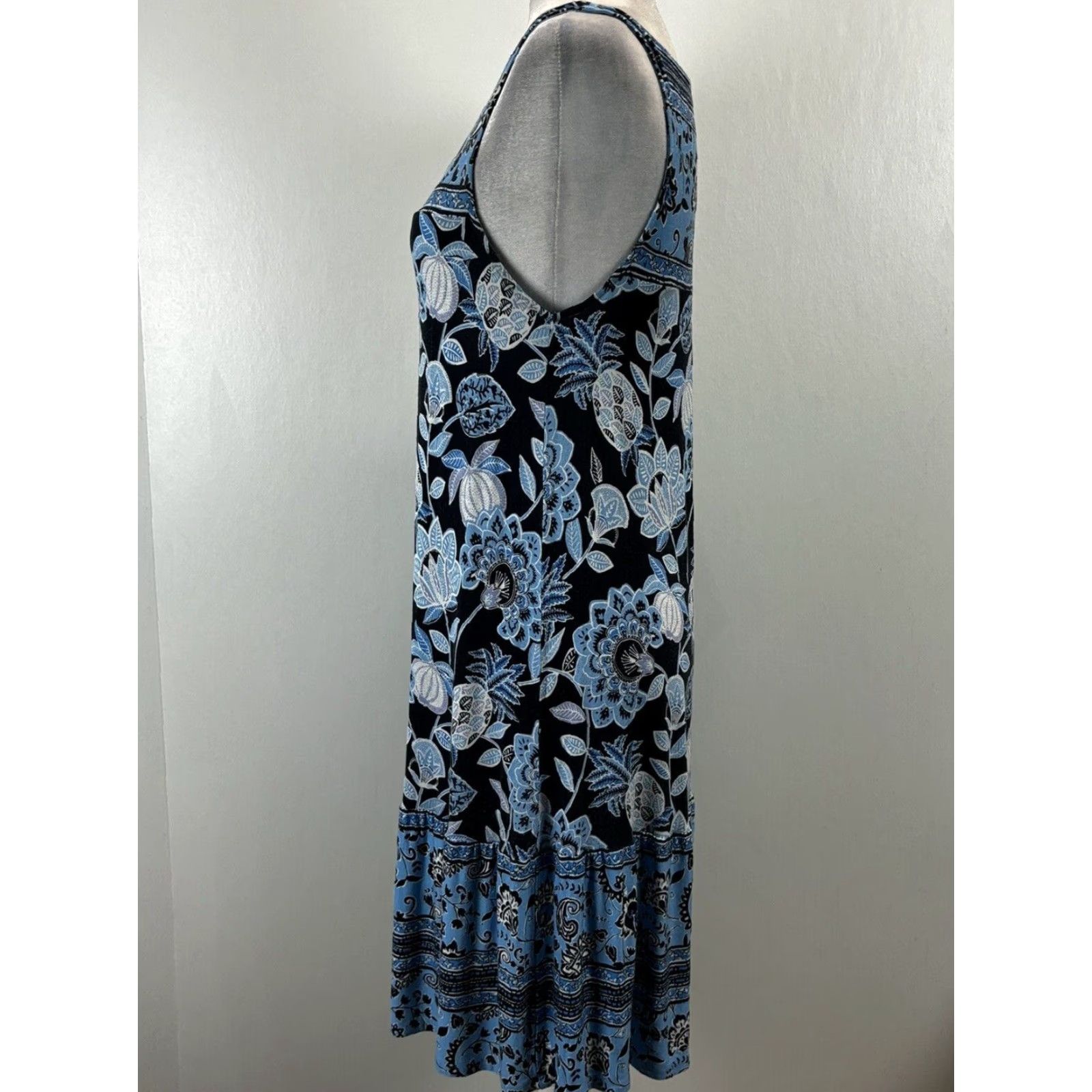Loft LOFT Floral Sleeveless Dress, Small, Blue, Knee Length Shift, Women Size S / US 4 / IT 40 - 2 Thumbnail