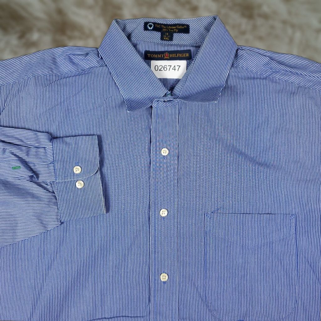 Tommy Hilfiger VINTAGE Tommy Hilfiger Shirt Mens 2XL Blue Striped Button-Up Long Sleeve Casual, Business, Formal, Preppy Mens 2XL Blue Striped Button-Up Long Sleeve Size US XXL / EU 58 / 5 - 1 Thumbnail