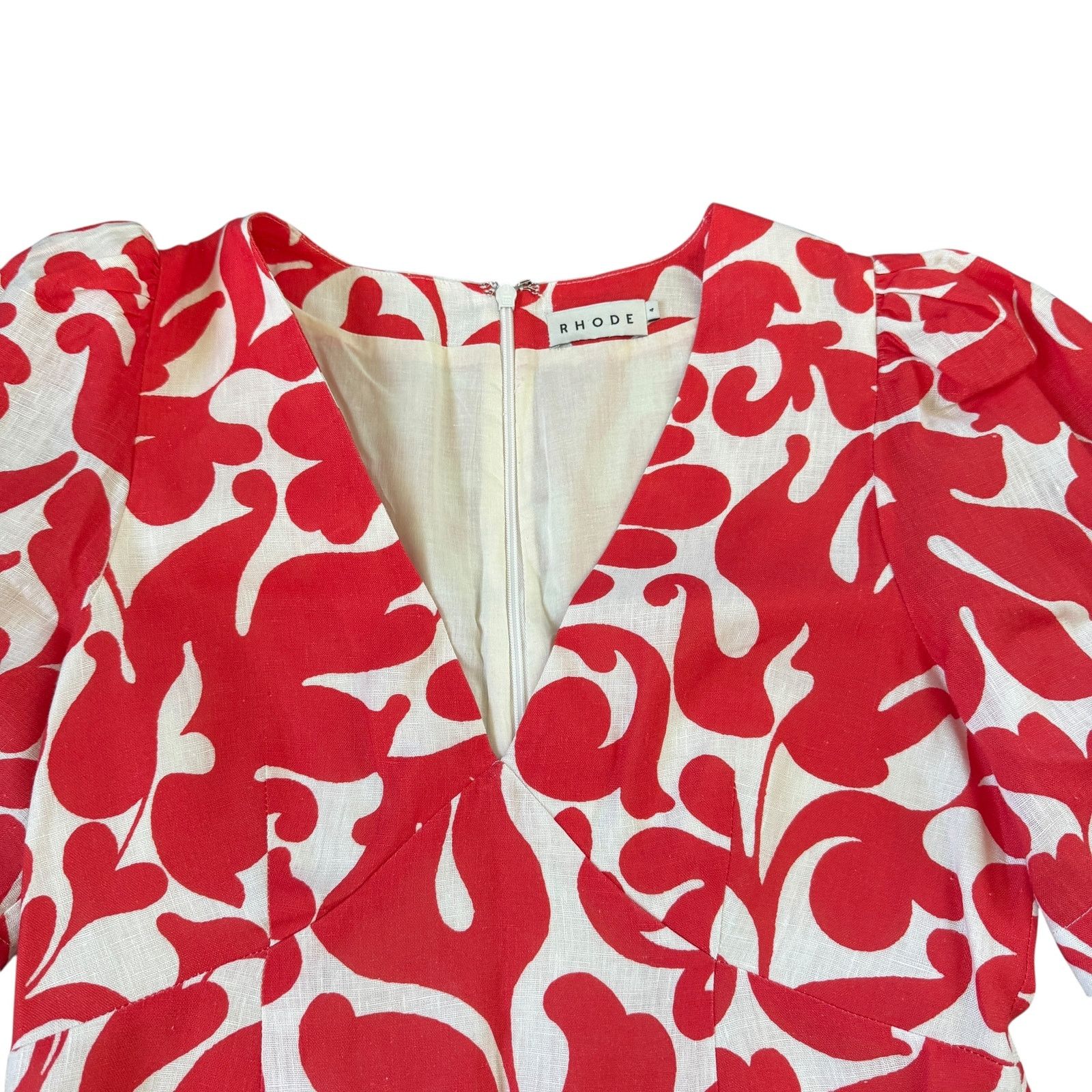 RHODE Rhode Mariana Printed Linen Dress Red Size S / US 4 / IT 40 - 6 Thumbnail