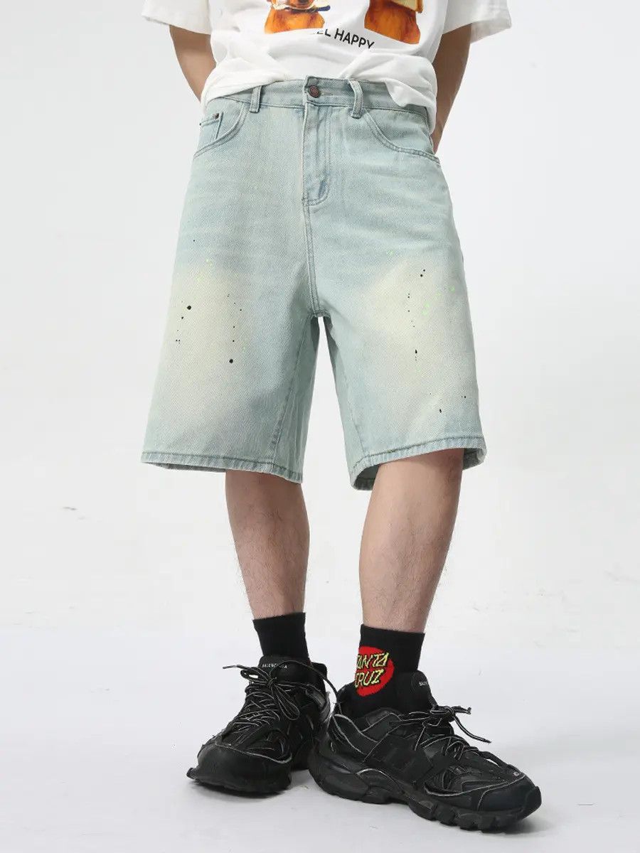 Japanese Brand Retro splashed ink denim shorts Size US 32 / EU 48 - 2 Thumbnail