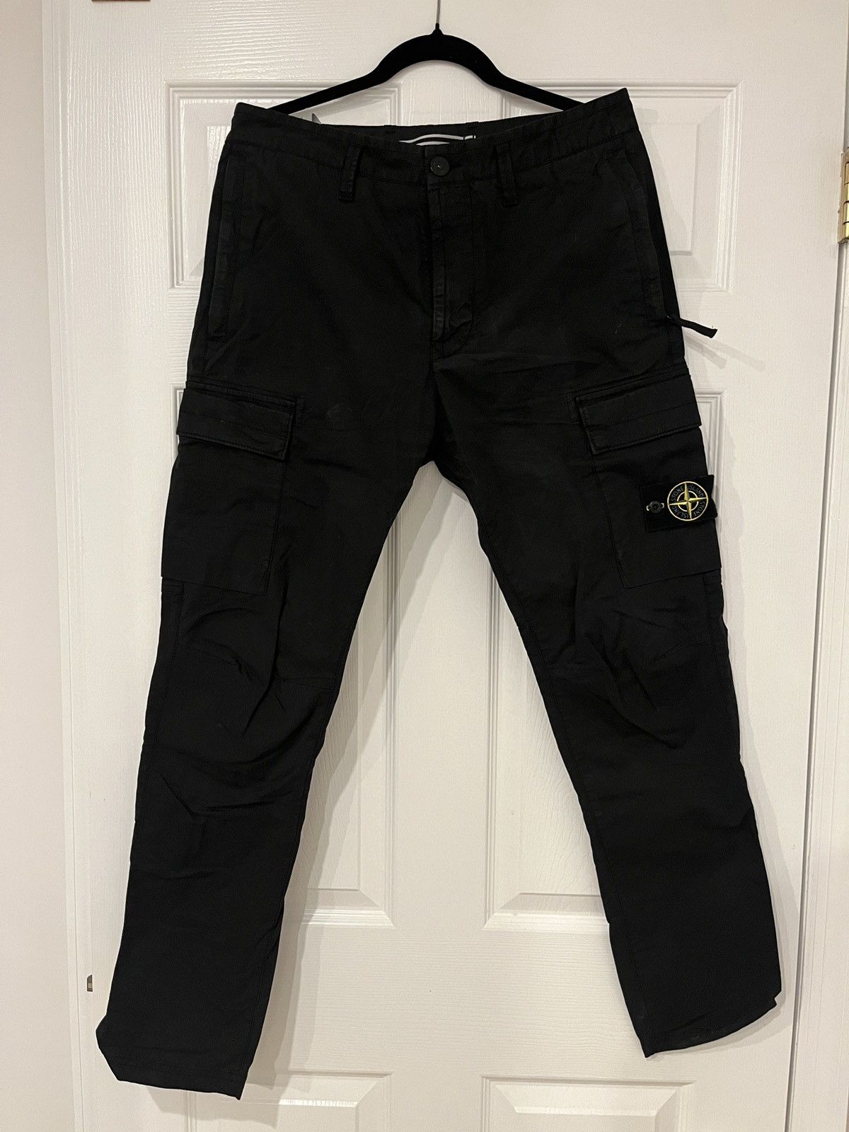 image of Stone Island Tapered Cargos in Black, Men's (Size 31)