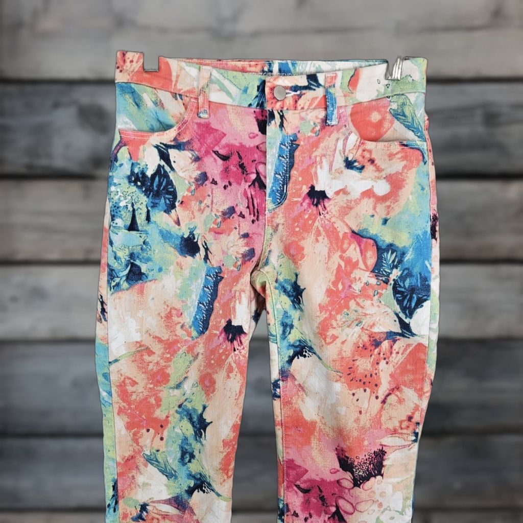 Vintage Chico's Womens Capri Jeans Slim Leg 00 Pink Blue Mid Rise 20in Inseam Womens Size ONE SIZE - 1 Thumbnail