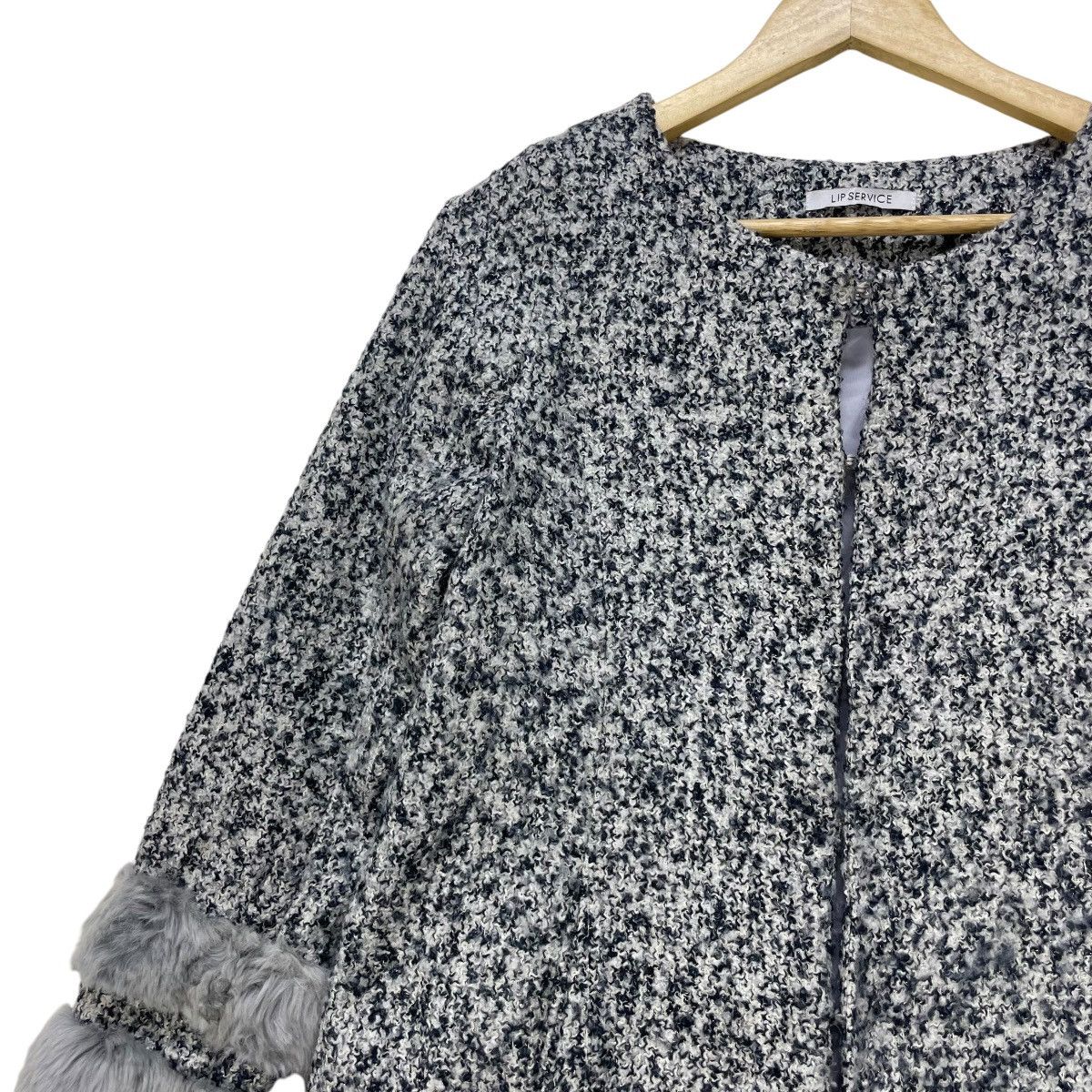 Le Grande Bleu (L.G.B.) × Lip Service Japanese Brand Lip Service Faux Fur Tweed Jacket Size M / US 6-8 / IT 42-44 - 3 Thumbnail