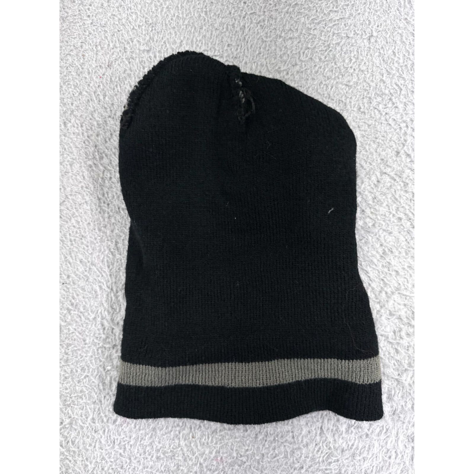 Vintage Knocker Beanie Toque Adult One Size Black Gray Striped 100% Acrylic Knit Ski Size ONE SIZE - 6 Thumbnail