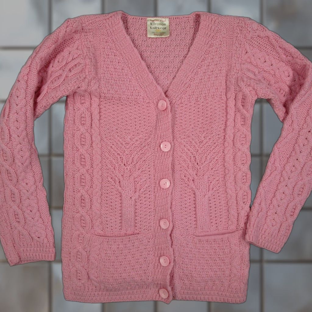Pinko VINTAGE Kilronan Knitwear Merino Wool Cardigan Pink Cable Knit Ireland Womens XS A240754 Size XS / US 0-2 / IT 36-38 - 1 Thumbnail