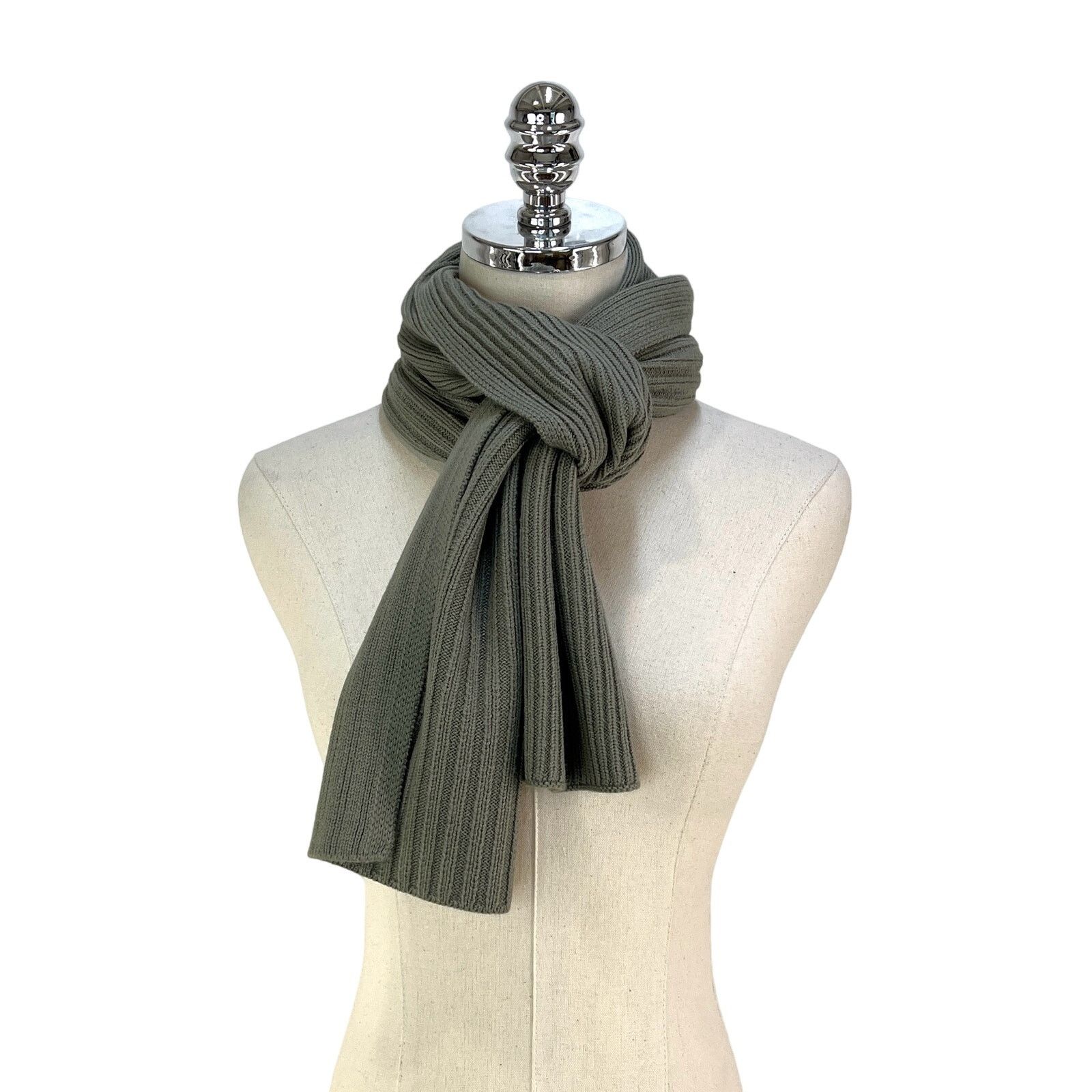 Allsaints Allsaints Ribbed Knit Scarf Serepentine Green Rectangular Size ONE SIZE - 1 Thumbnail