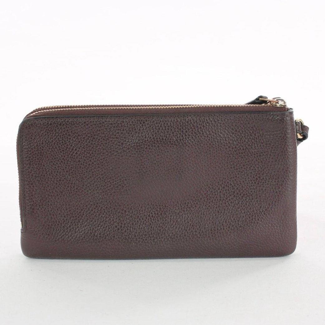 Coach Coach Brown Pebble Leather Double Zip Wristlet F77734 Size ONE SIZE - 2 Thumbnail
